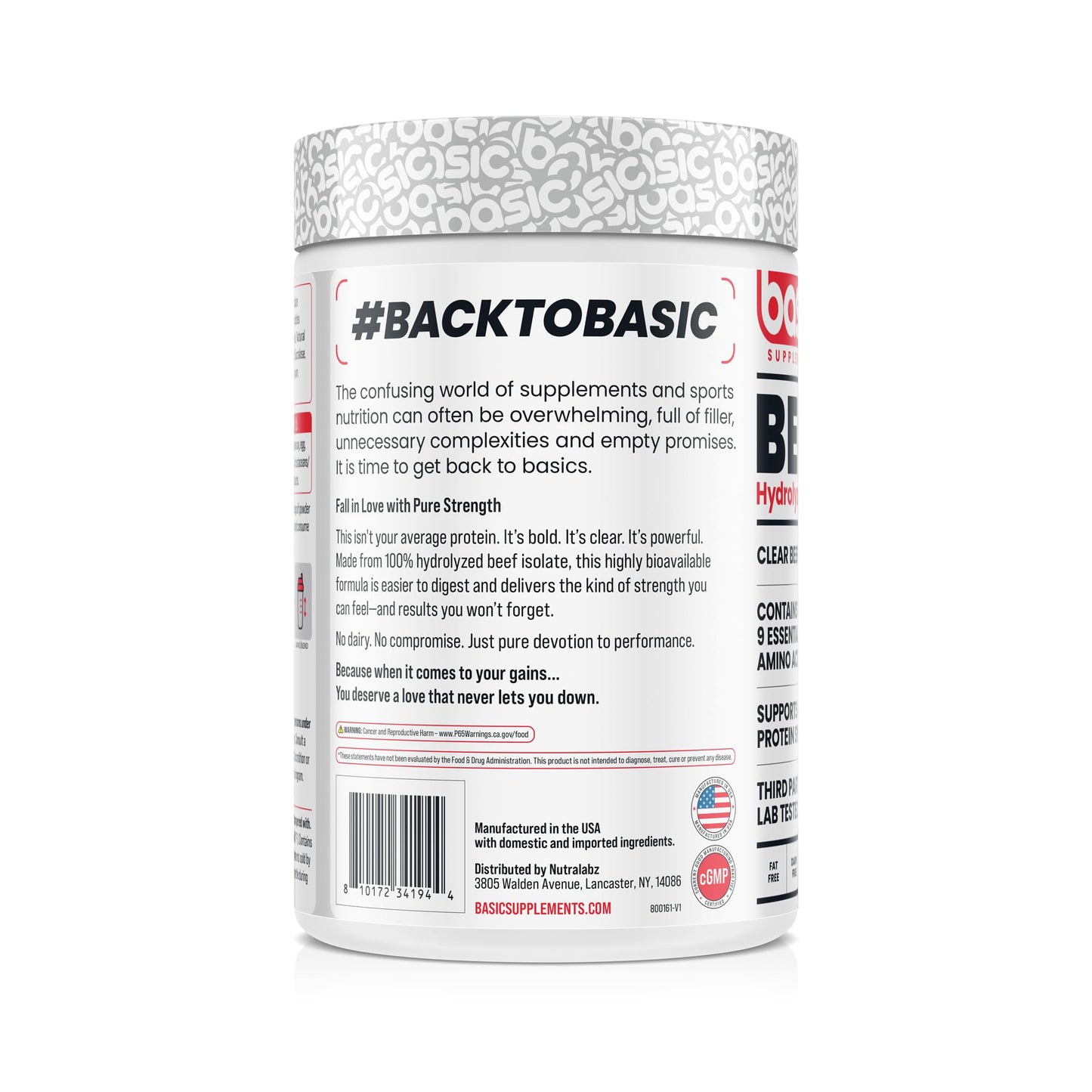 BASIC SUPPLEMENTS Hydrolyzed Clear Beef Isolate Protein Powder, 2.02 Pound (Pack of 1)