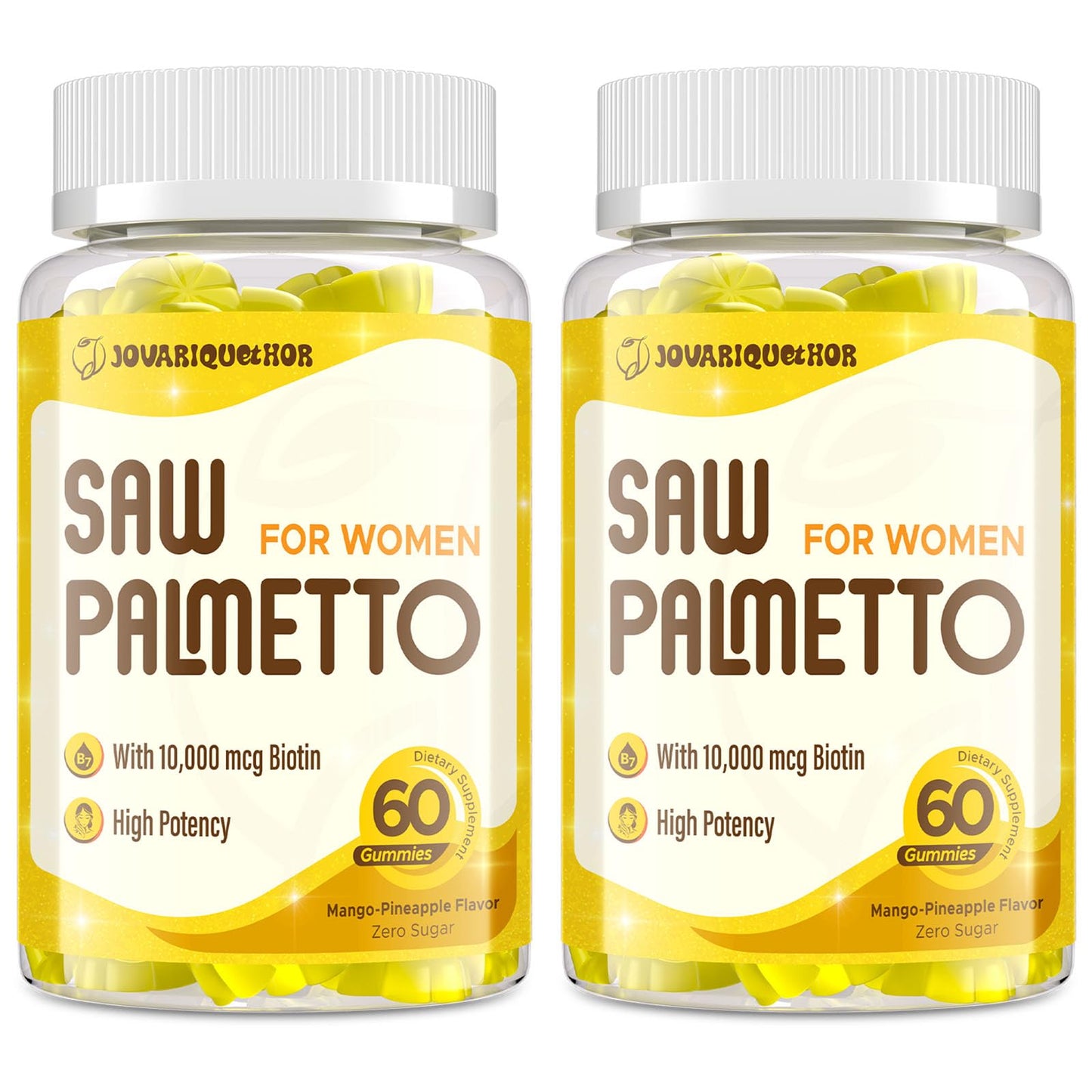 Jovariquethor Saw Palmetto for Women DHT Blocker Hair Growth Supplement 500mg Potent Saw Palmetto Gummies Mango-Pineapple Flavor 120 Gummies