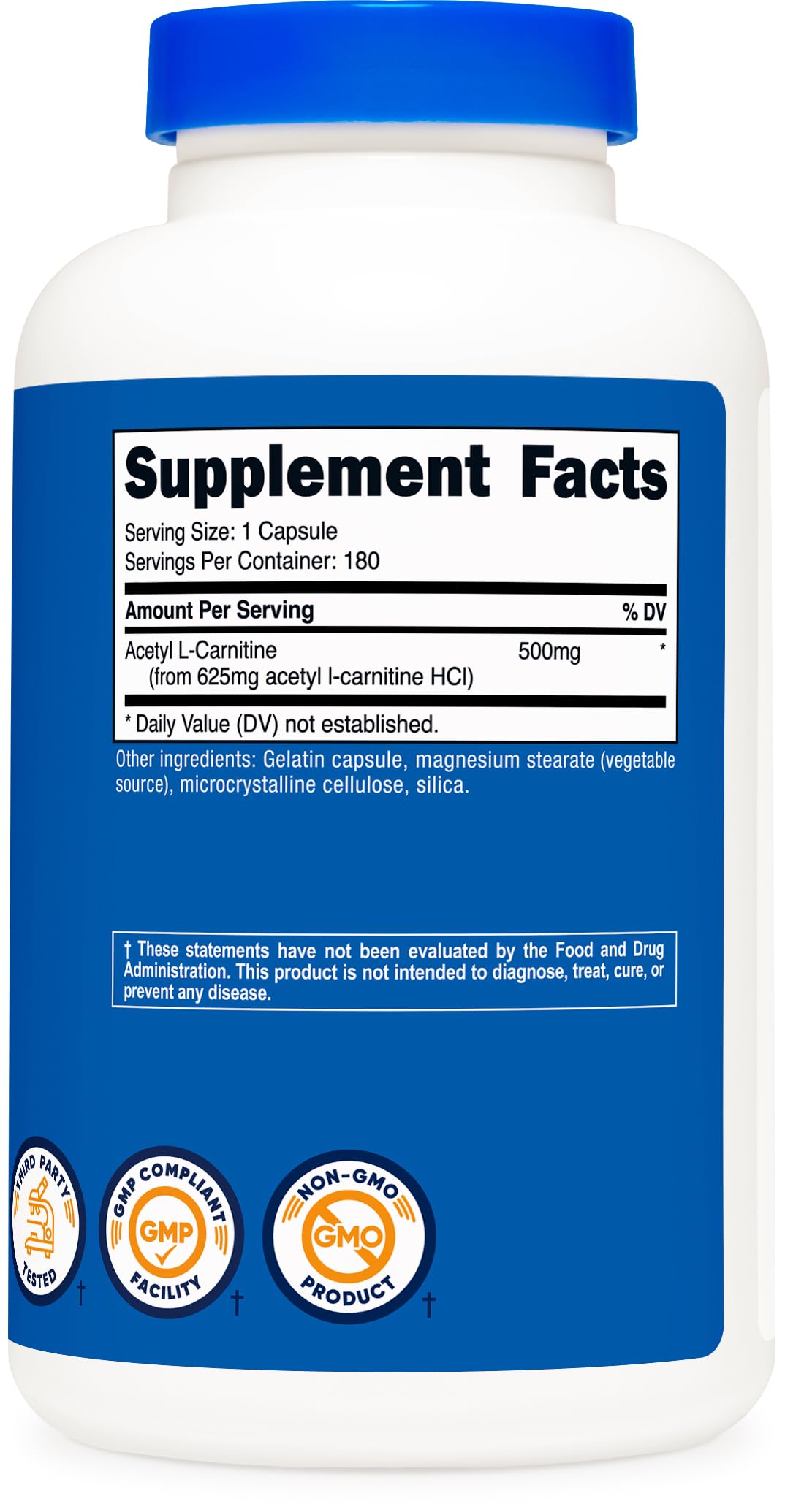 Nutricost Acetyl L-Carnitine (ALCAR) 500mg Capsules, 360 Count
