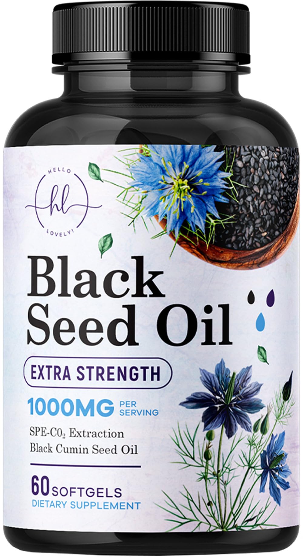 Hello Lovely! Black Cumin Seed Oil 1000mg Softgels, 60 Count