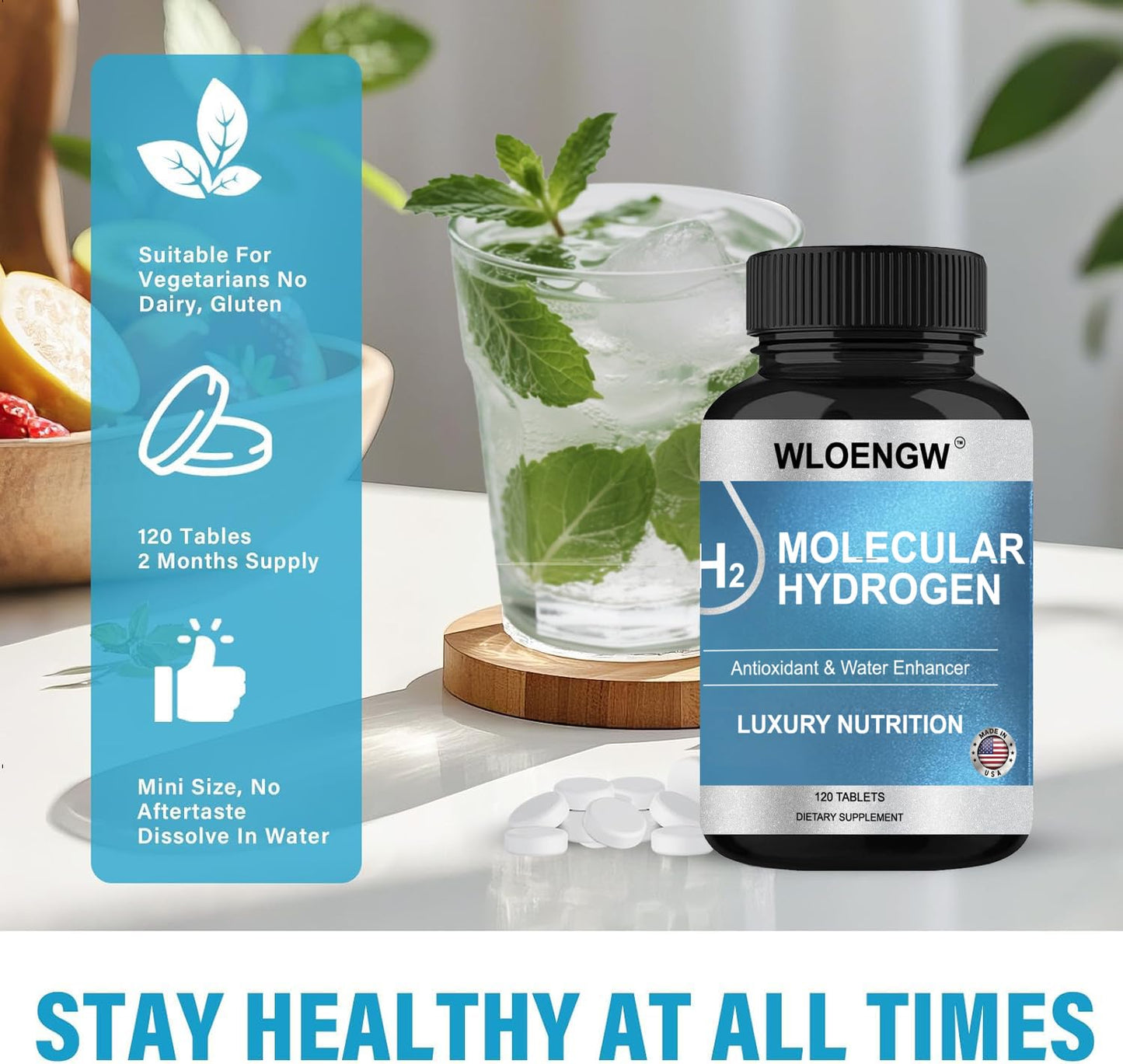 Generic Hydrogen Water Tablets with Magnesium - H2 Molecular Tabs for Drinking Water, Tablet, 1 Count