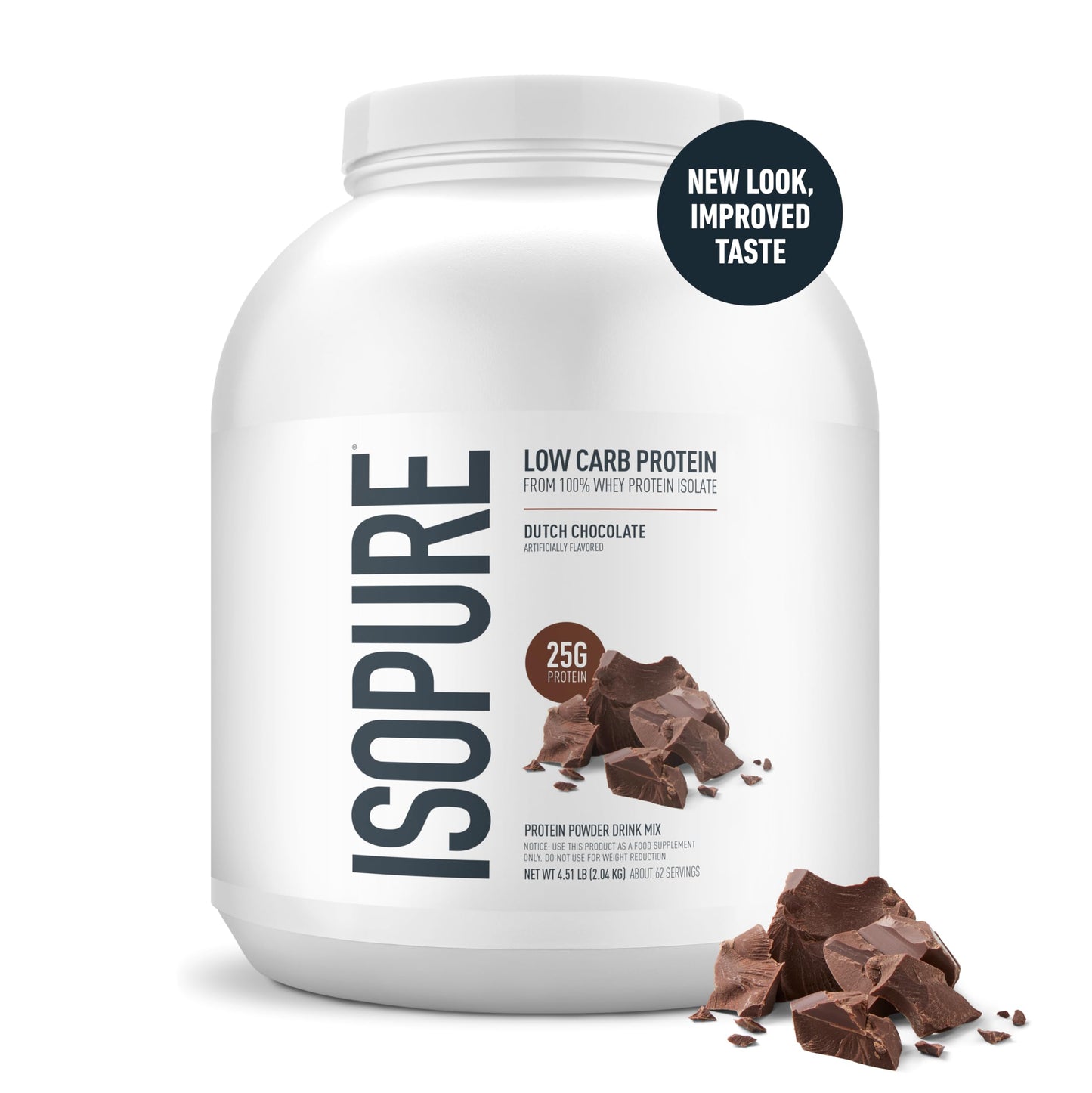 Isopure Low Carb 100% Pure Whey Isolate Protein Powder, Dutch Chocolate, 72 Servings