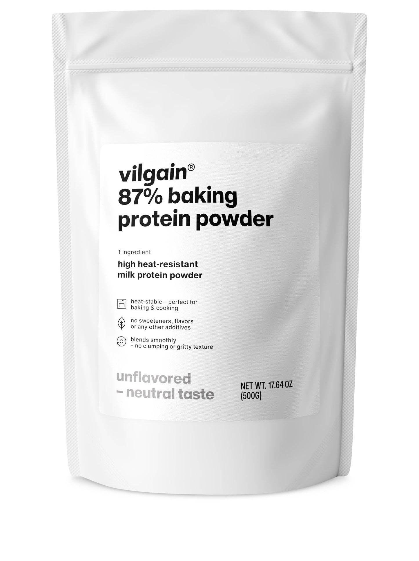 Vilgain 87% Baking Protein Whey Protein Isolate Vanilla Flavor Protein Powder, 1.1 Pound