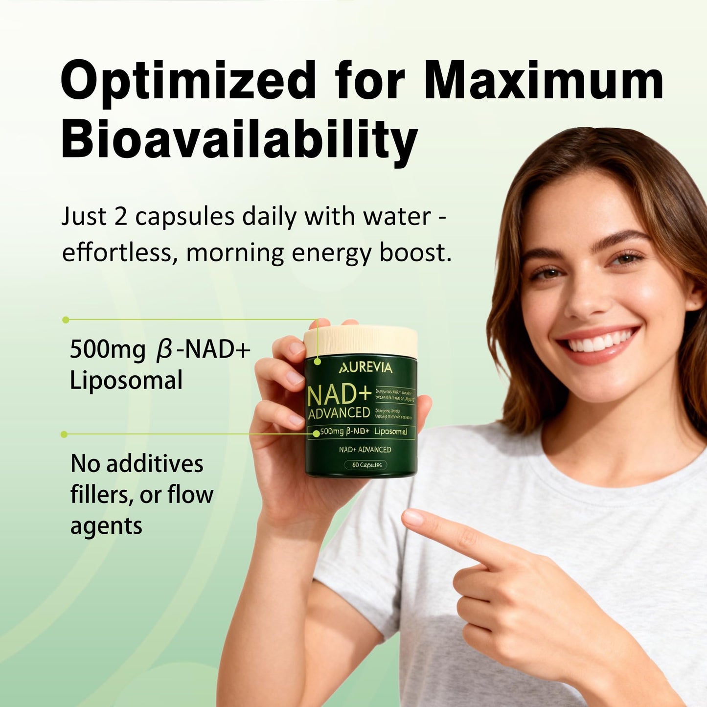 IntyPure Aurevia Liposomal NAD+ 500mg Capsules, 60 Count