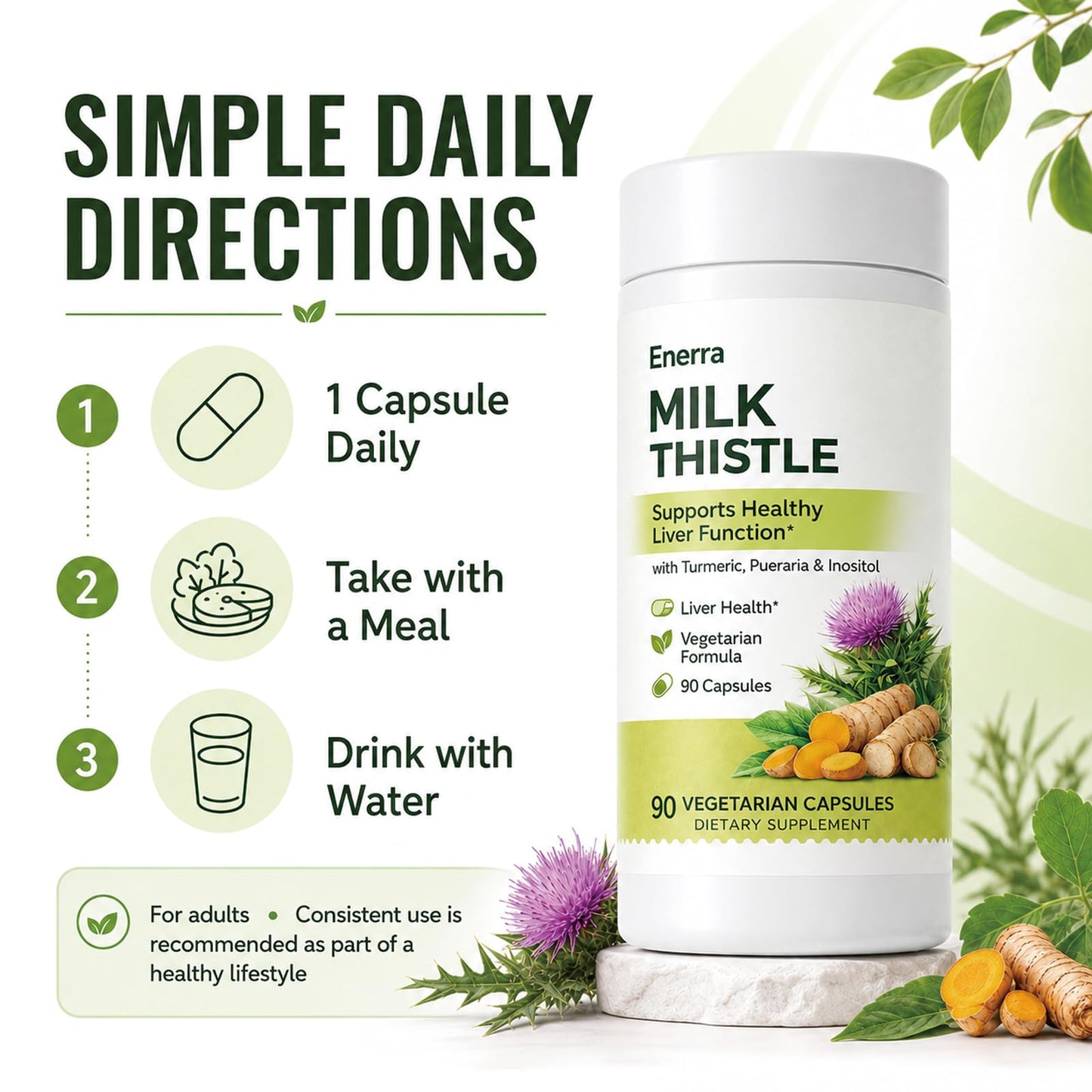 Organtics Enerra Milk Thistle Capsule, 90 Count
