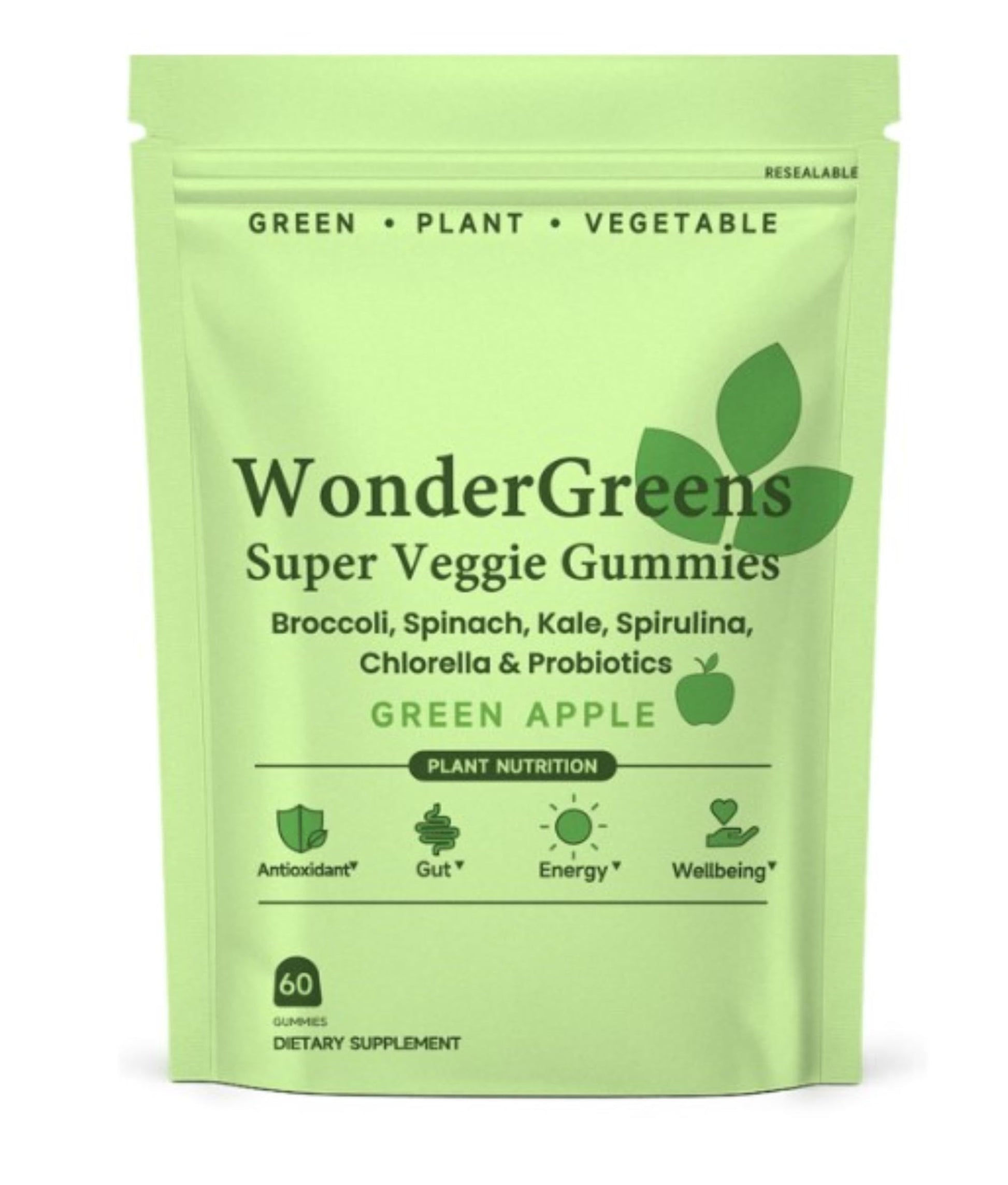 LWLQCZJ Super Greens Gummies with Probiotics & Multivitamins Gummy 60 Count