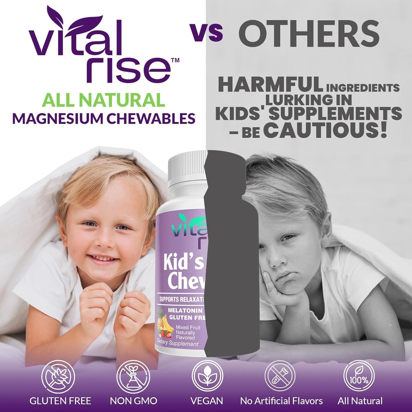 Vital Rise Kids Magnesium Chewable Tablets, 60 Count