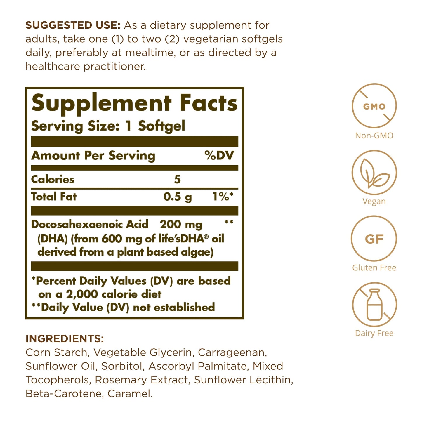 Solgar Vegetarian DHA 200 mg Softgels 50 Count