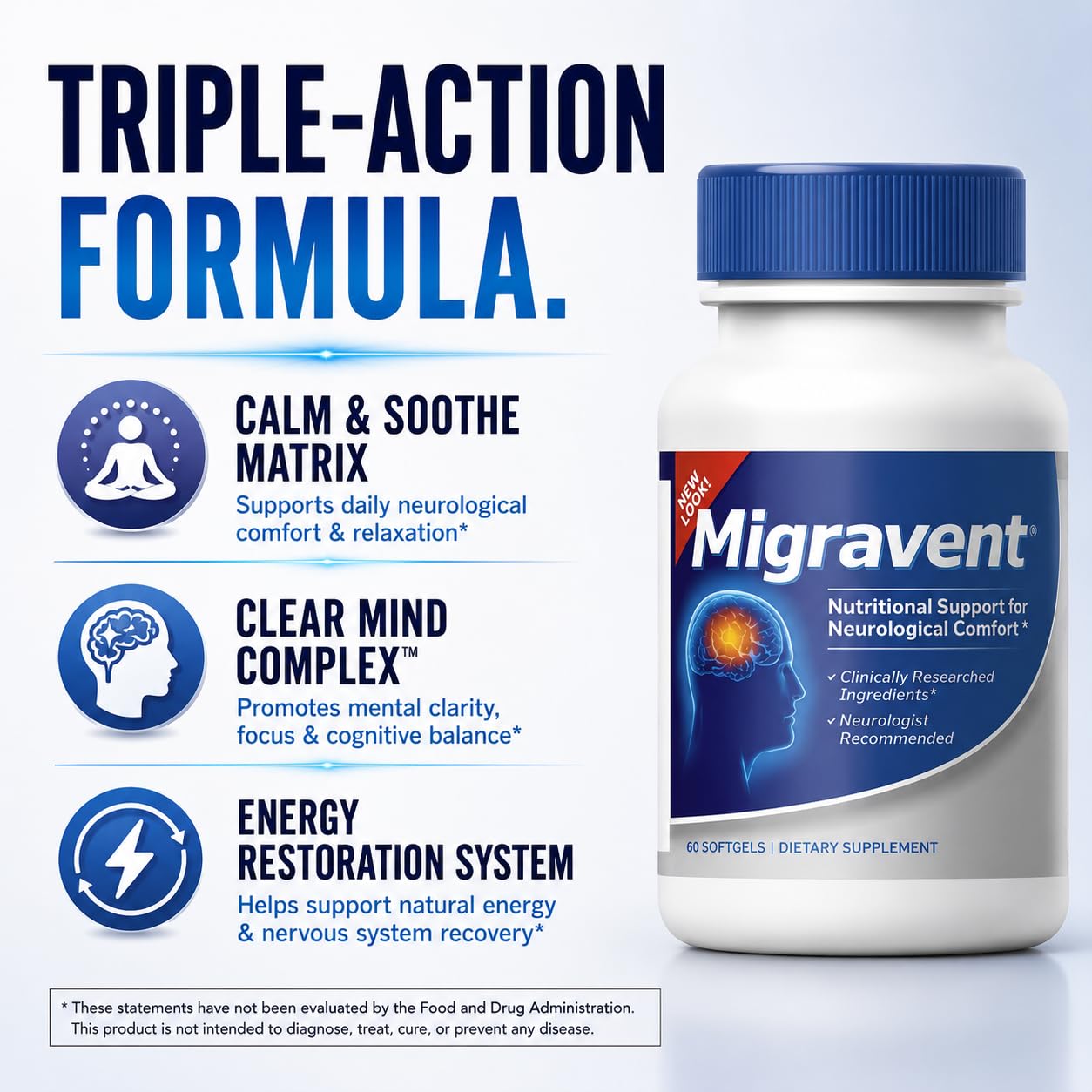 Vita Sciences Migravent Advanced Nutritional Formula with Magnesium, CoQ10, Vitamin B2, and Butterbur for Brain and Circulatory Wellness Softgels 60