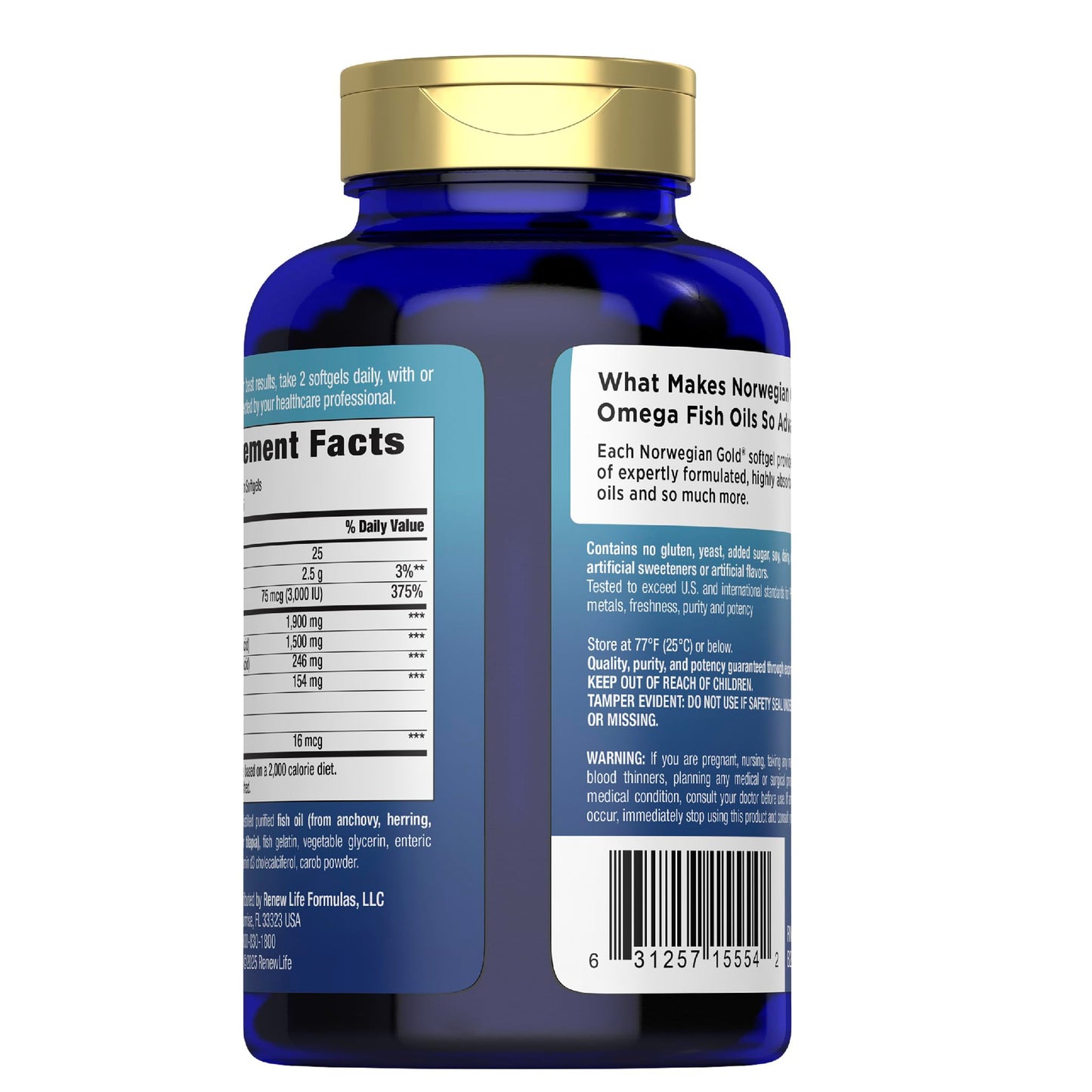 Renew Life Norwegian Gold Fish Oil Super Critical Omega 3 6 7 9 11, 30 Tablets