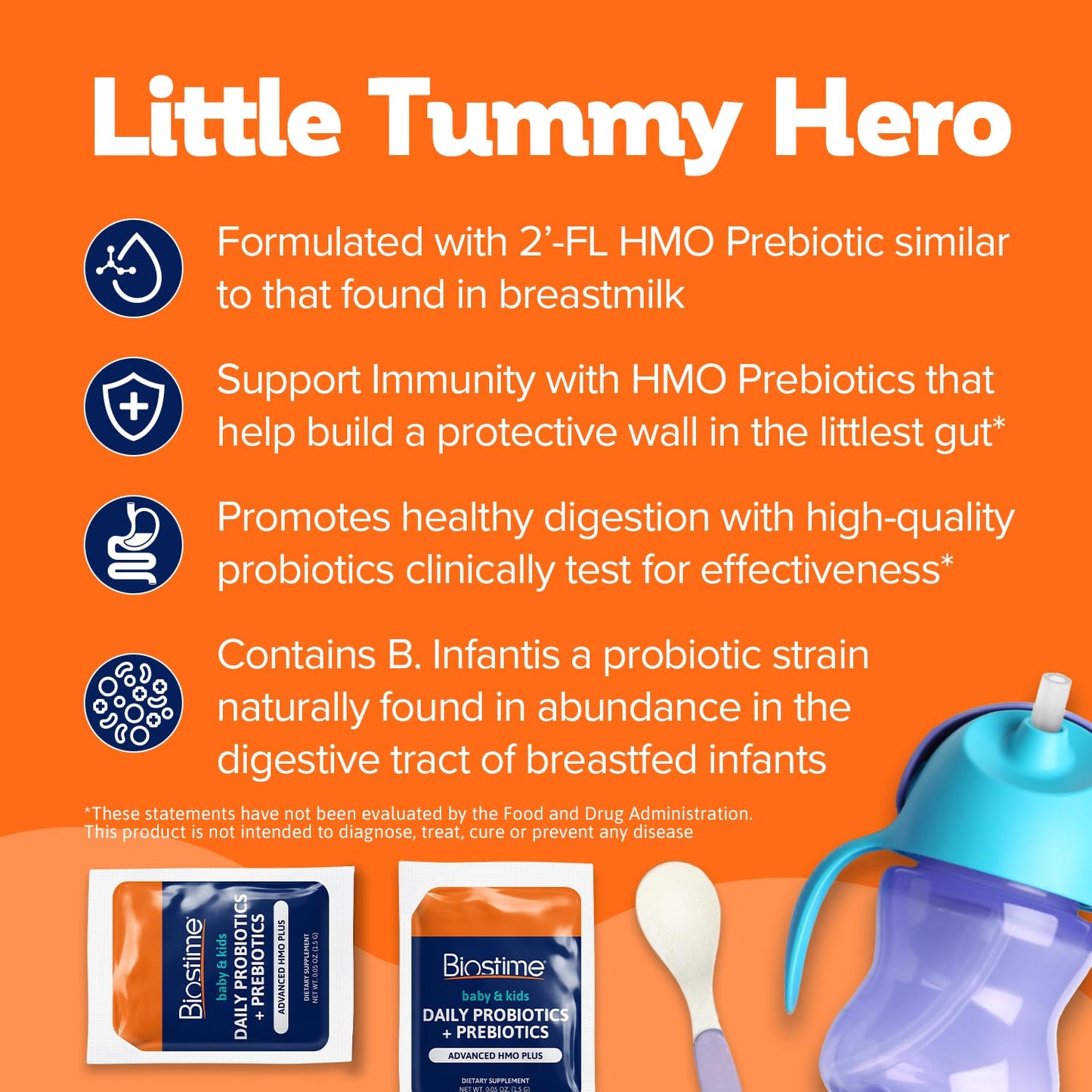 Biostime Baby Probiotic for Kids with HMO & Prebiotic Fiber Powder 1.58 Ounce
