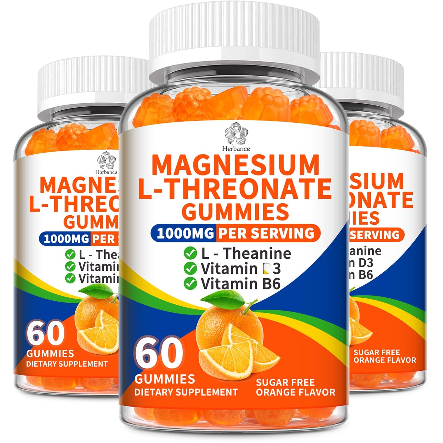 Herbance Magnesium L-threonate Gummies 1000mg, 180 Count