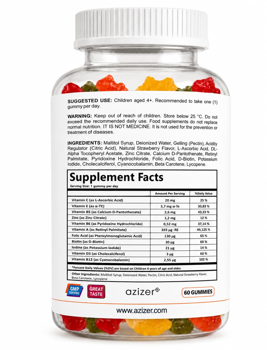 U-MORE Kids Multivitamin Gummies, 60 Gummies