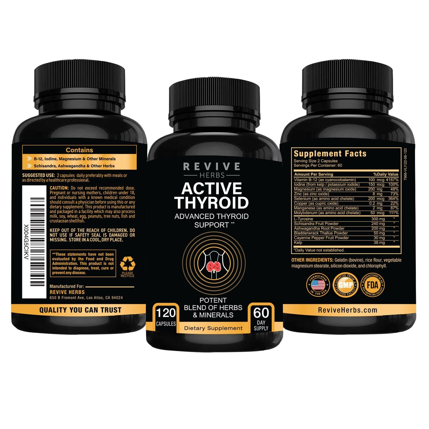 Revive Herbs Thyroid Support Capsules, 120 Count