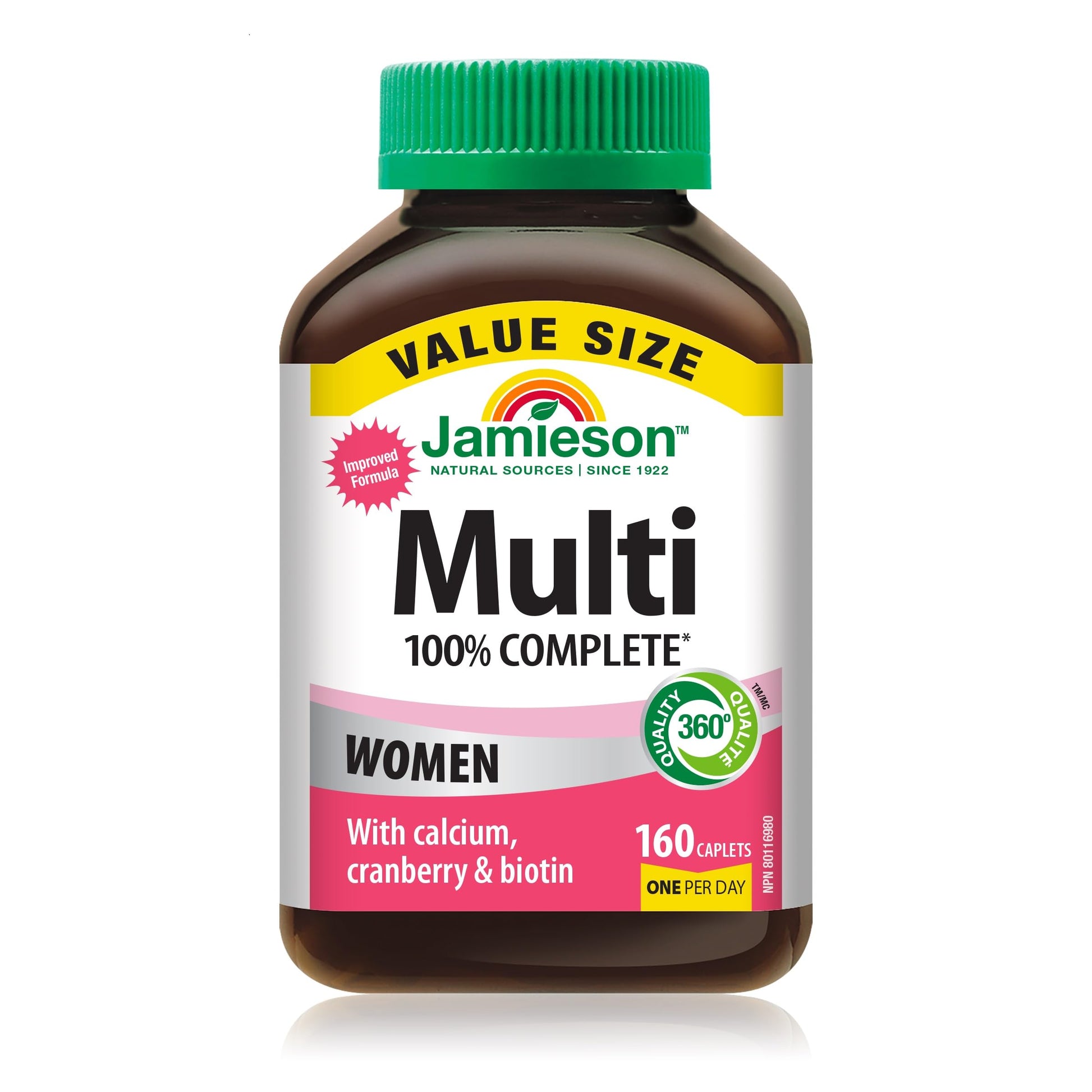 Jamieson Laboratories Jamieson 100% Complete Multivitamin for Women Caplets, 160 Caplets