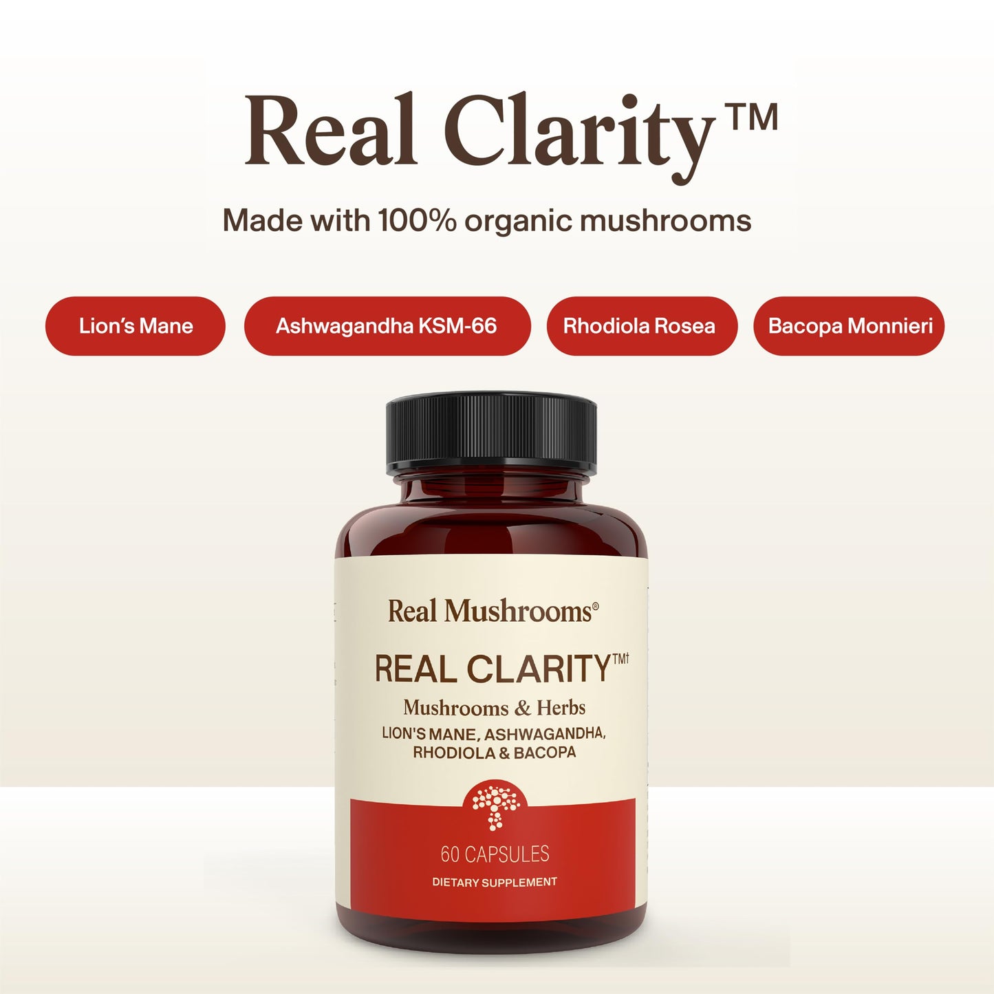 Real Mushrooms RealClarity Capsules 60 Count