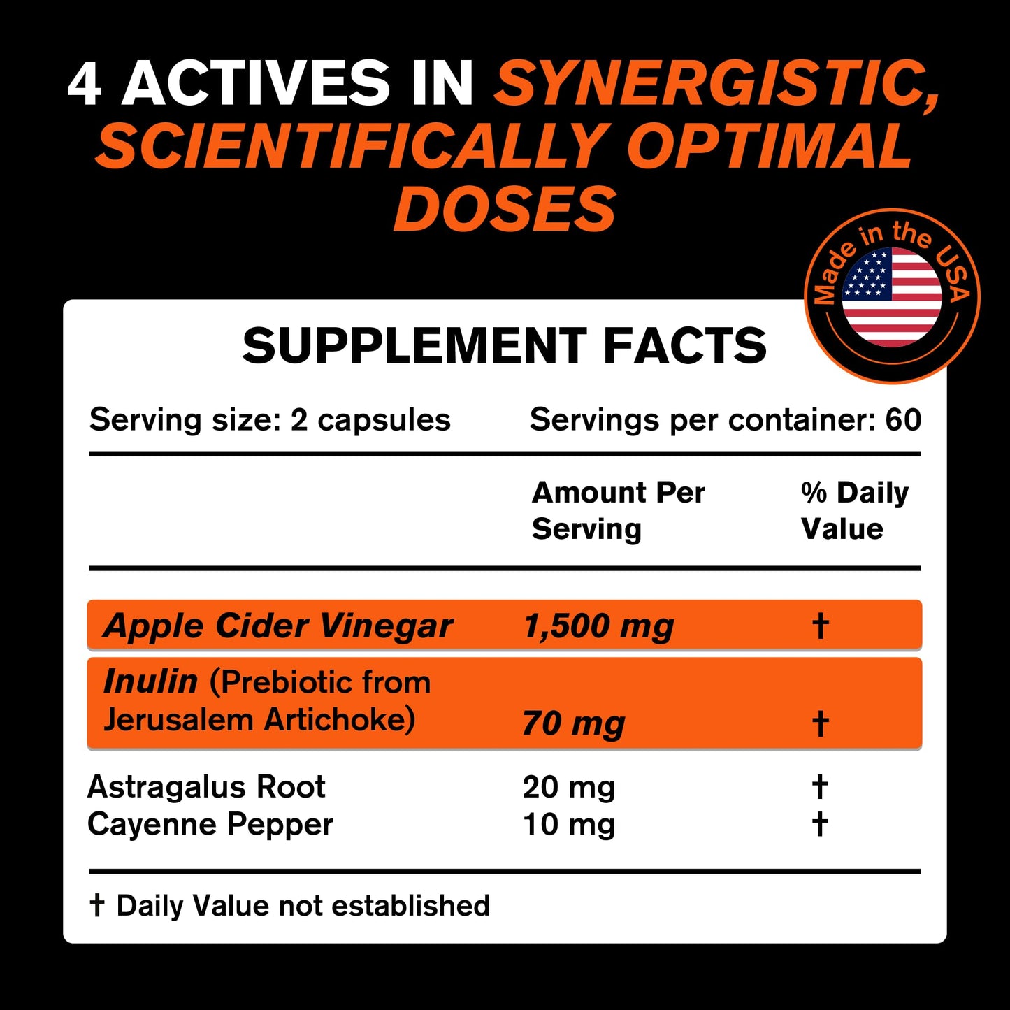 OroLine Nutrition Apple Cider Vinegar Capsule 120 Count