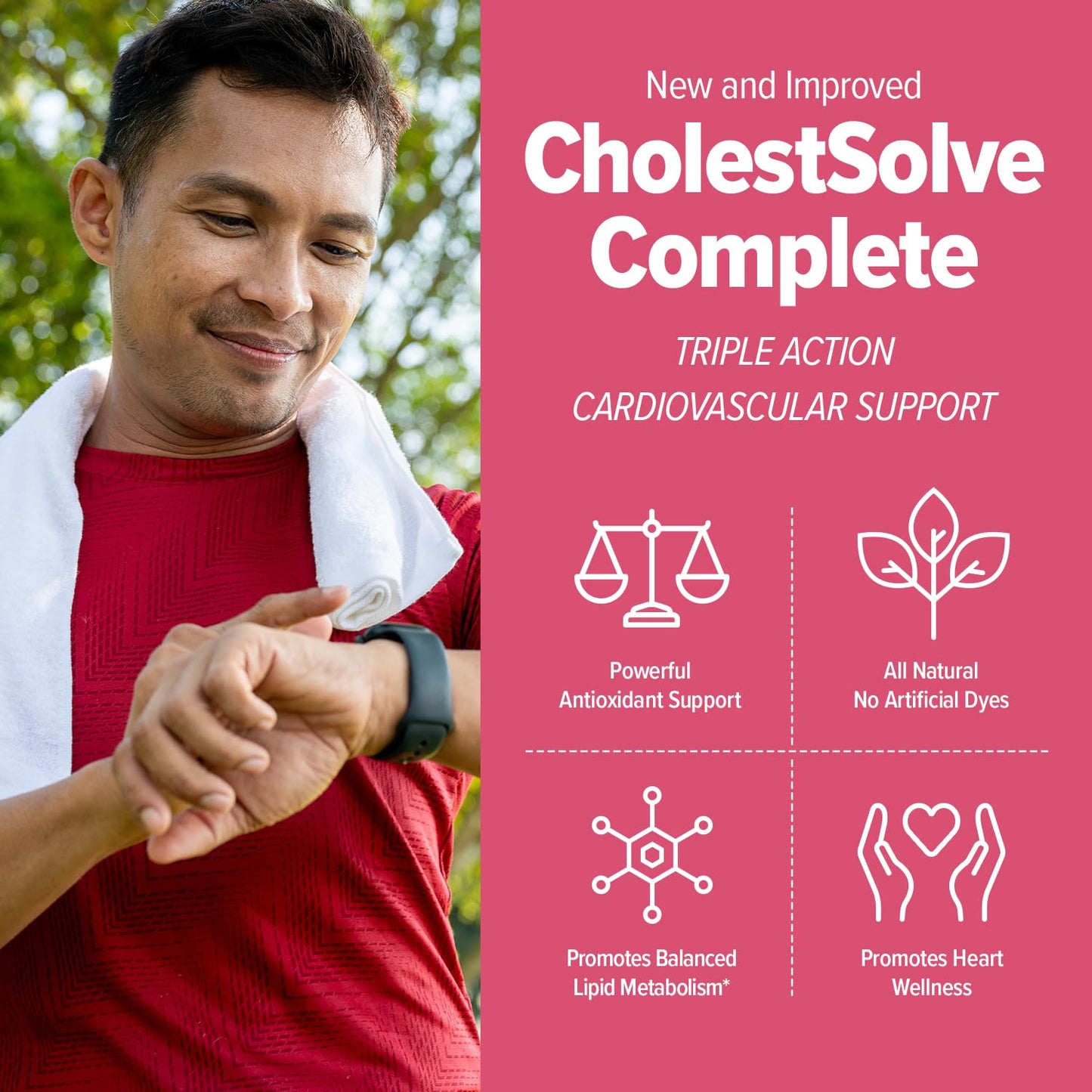American BioSciences CholestSolve Complete Cholesterol Support Supplement with Plant Sterols 800mg, Red Yeast Rice, Berberine & Phytosterols, 120 Capsules