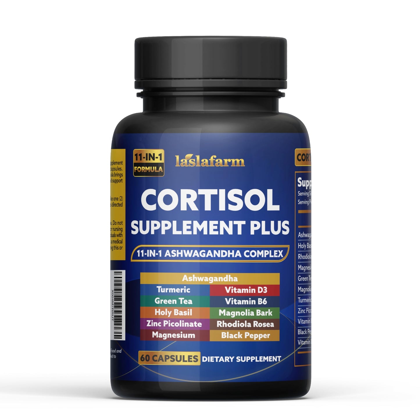 laslafarm 11in1 Cortisol Plus Ashwagandha & Natural Herbal Vitamin Blend Capsule, 60 Count