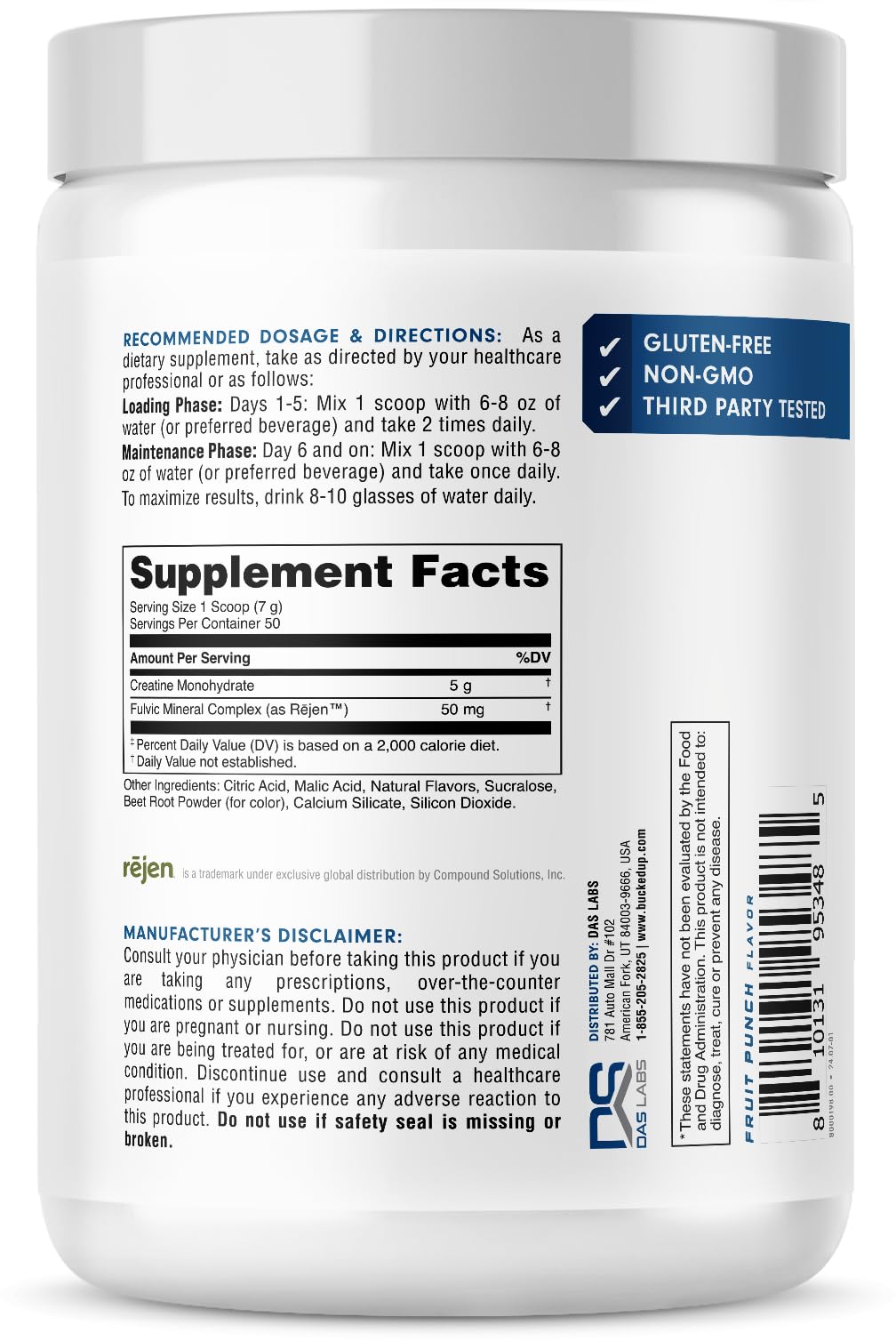 Bucked Up Fruit Punch Creatine Monohydrate Powder 12.3