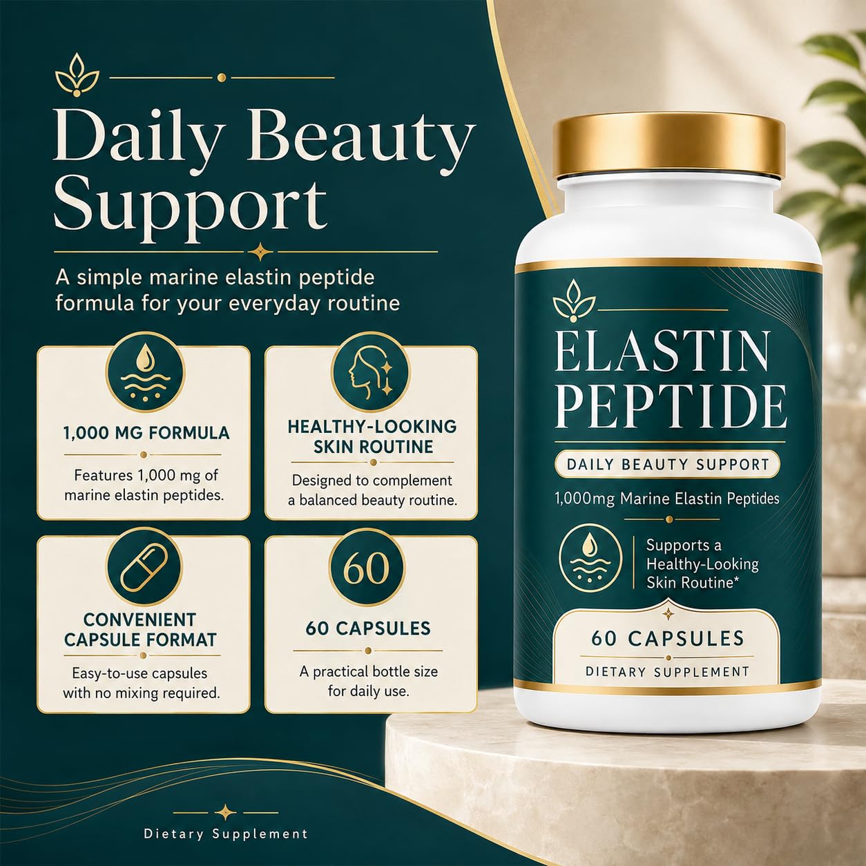Kuri Nuka Elastin Peptides Daily Beauty Support Capsules 60