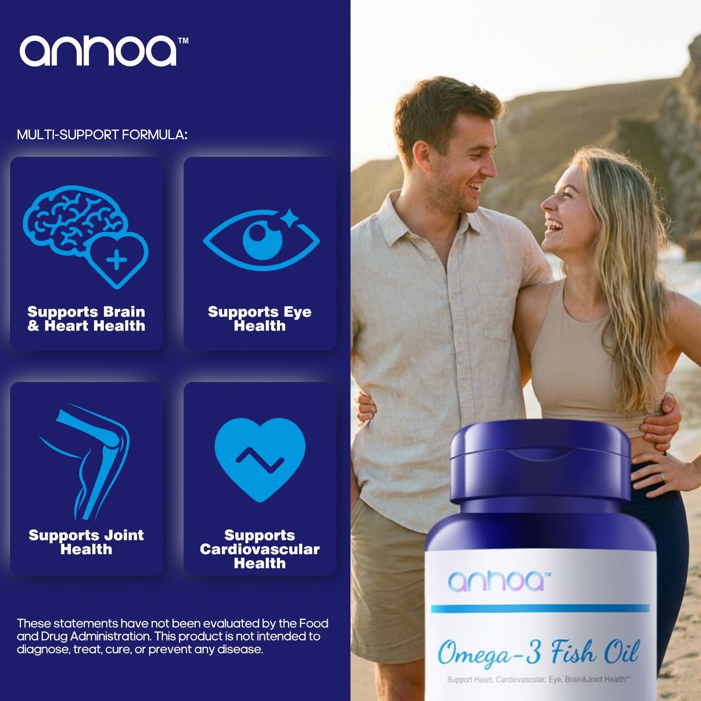 Anhoa 97% Omega 3 Fish Oil Softgels 60 Count