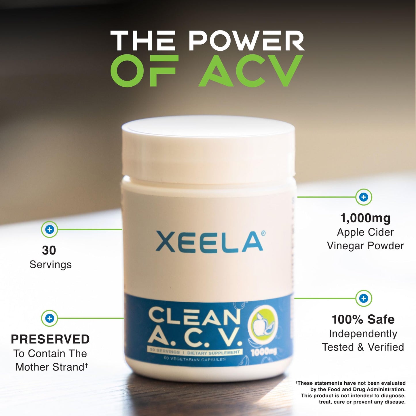 XEELA Apple Cider Vinegar Capsules with The Mother, Appetite & Craving Support and Weight Management, 90 Capsules