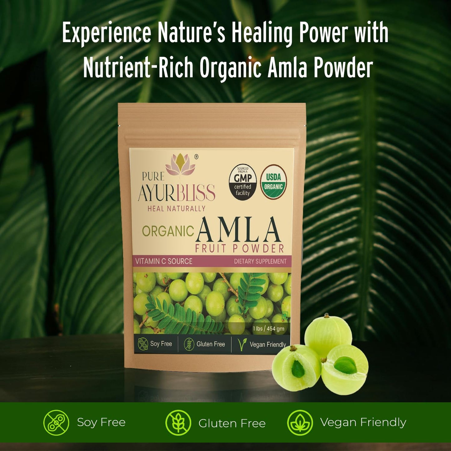 PureAyurbliss Amla Powder, 100% Organic, 16 oz