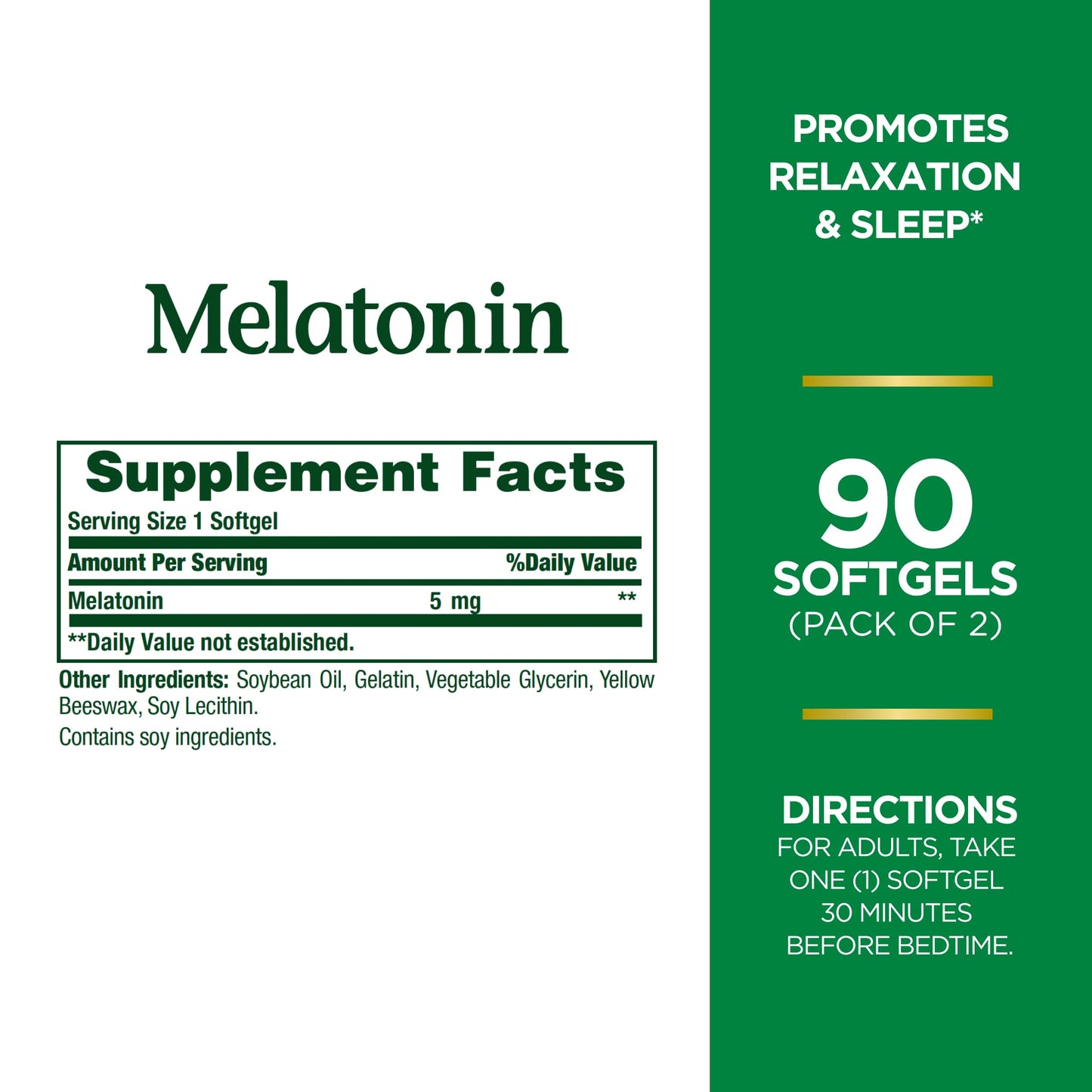 Nature's Bounty Melatonin Softgels 5mg 180 Count