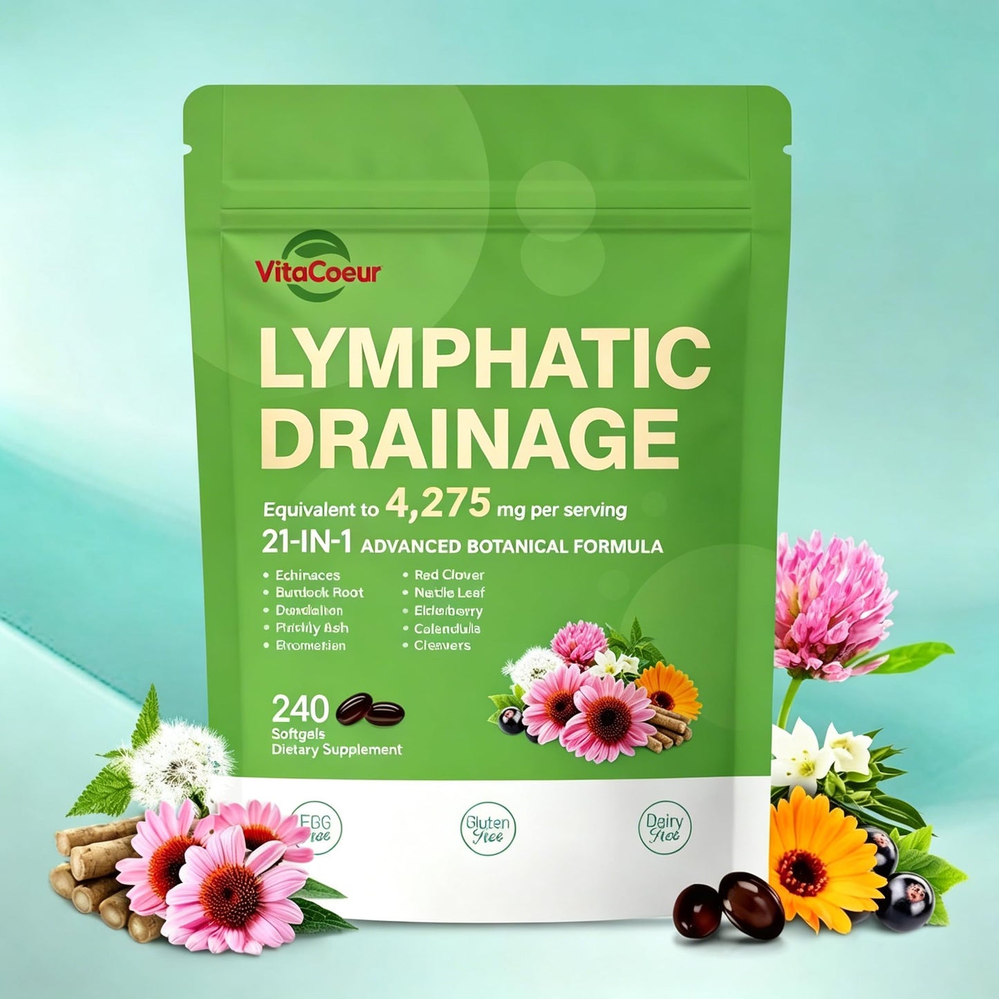 VitaCoeur Lymphatic Drainage Supplement Softgels 240