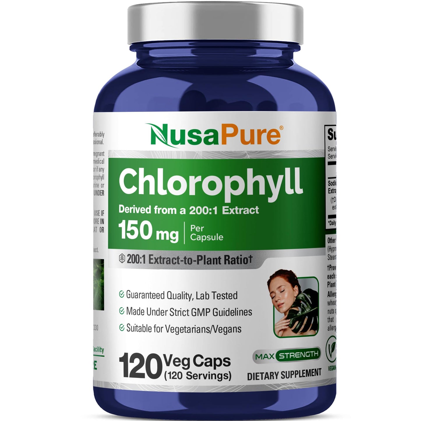 NusaPure Chlorophyll Capsules, 150 mg, 120 Count