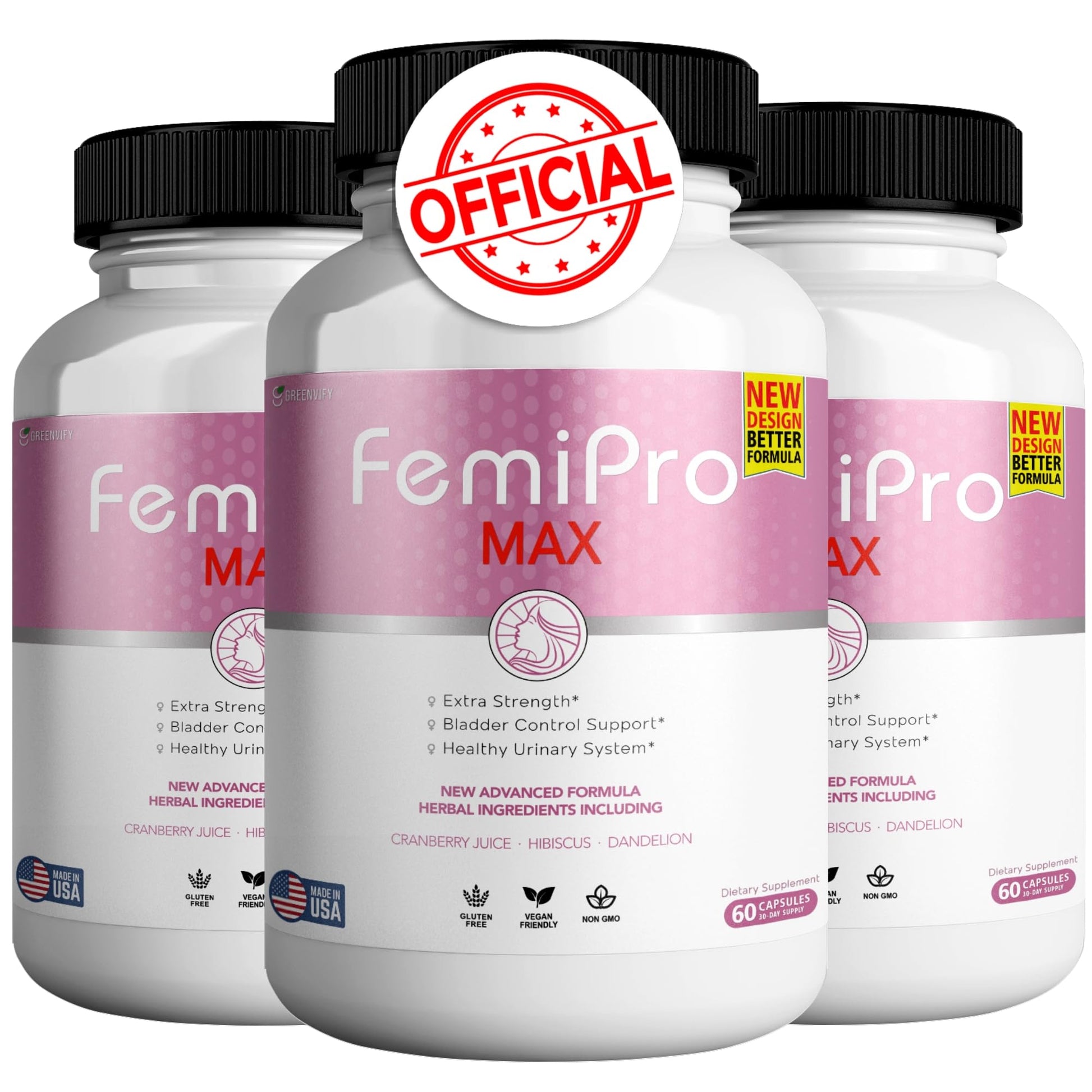 GREENVIFY FemiPro MAX Women's Urinary Support Supplement Capsules, 180 Count