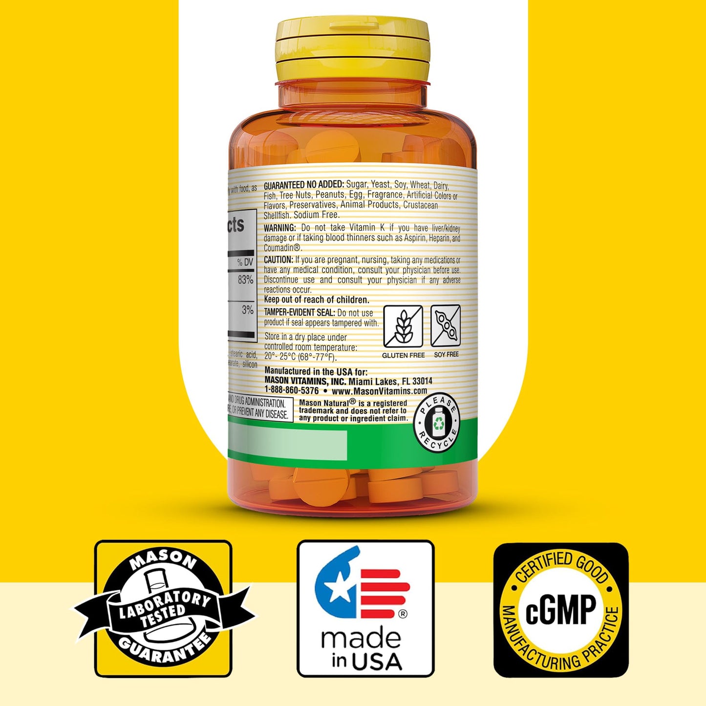 Mason Natural Vitamin K2 100 mcg with Calcium, 100 Tablets