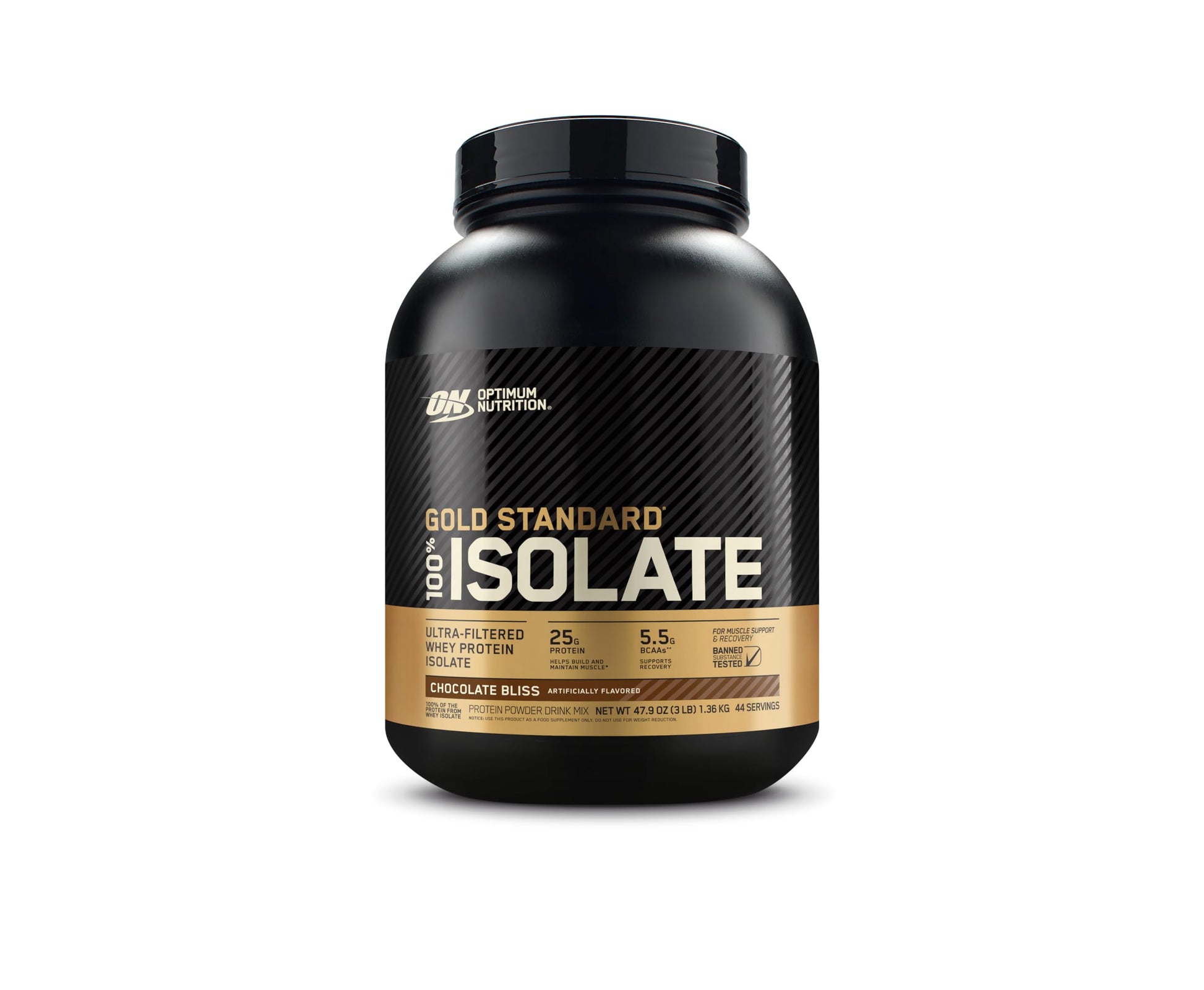 Optimum Nutrition Gold Standard 100% Isolate Protein Powder, Chocolate Bliss, 3 Pounds, 48 Servings