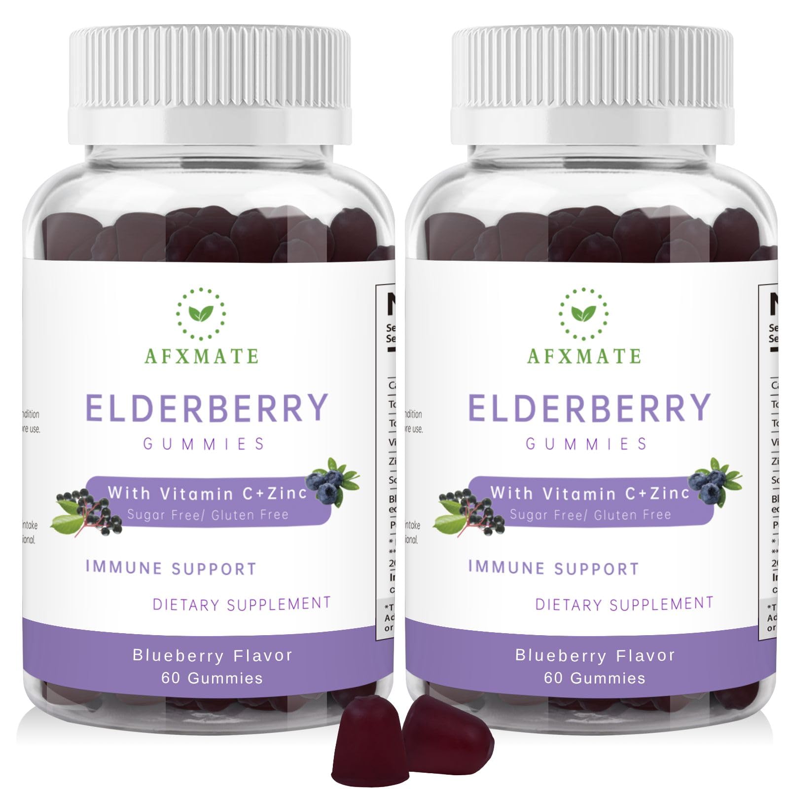 AFXMATE Sambucus Elderberry Gummies with Zinc and Vitamin C, 120 Gummies