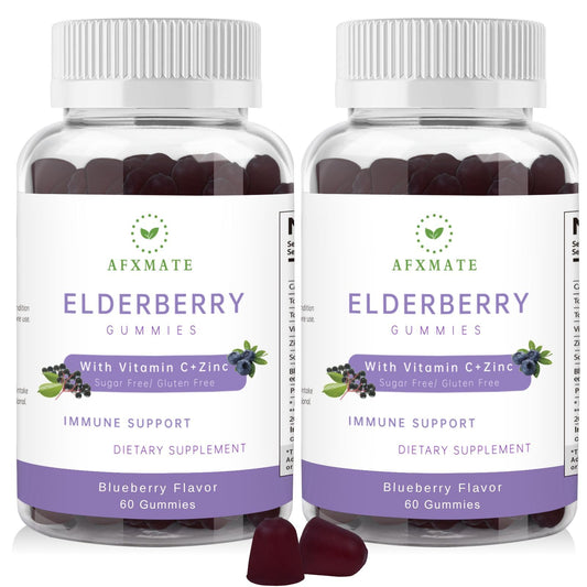 AFXMATE Sambucus Elderberry Gummies with Zinc and Vitamin C for Adults, 120 Gummies