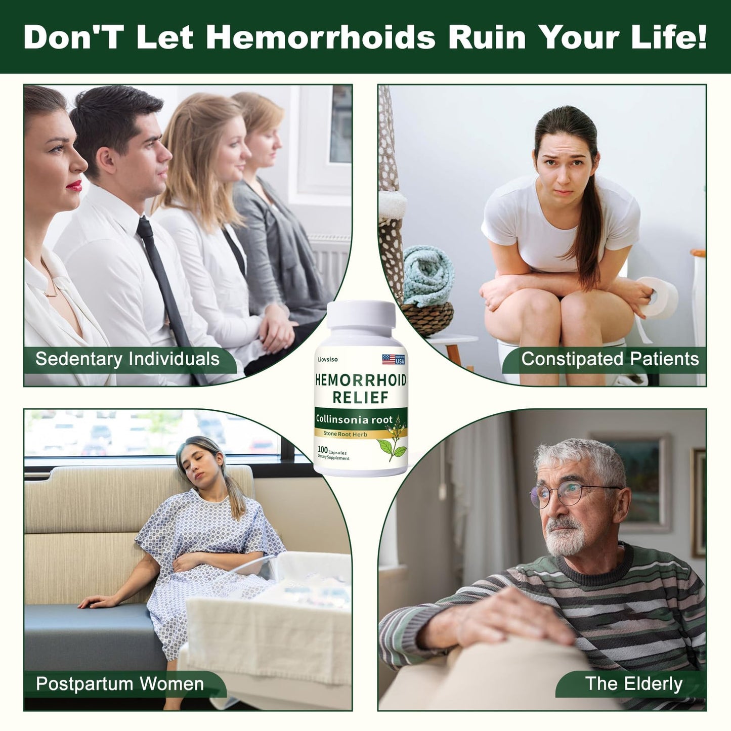 Liovsiso Collinsonia Root Hemorrhoid Relief Powder 3 Count