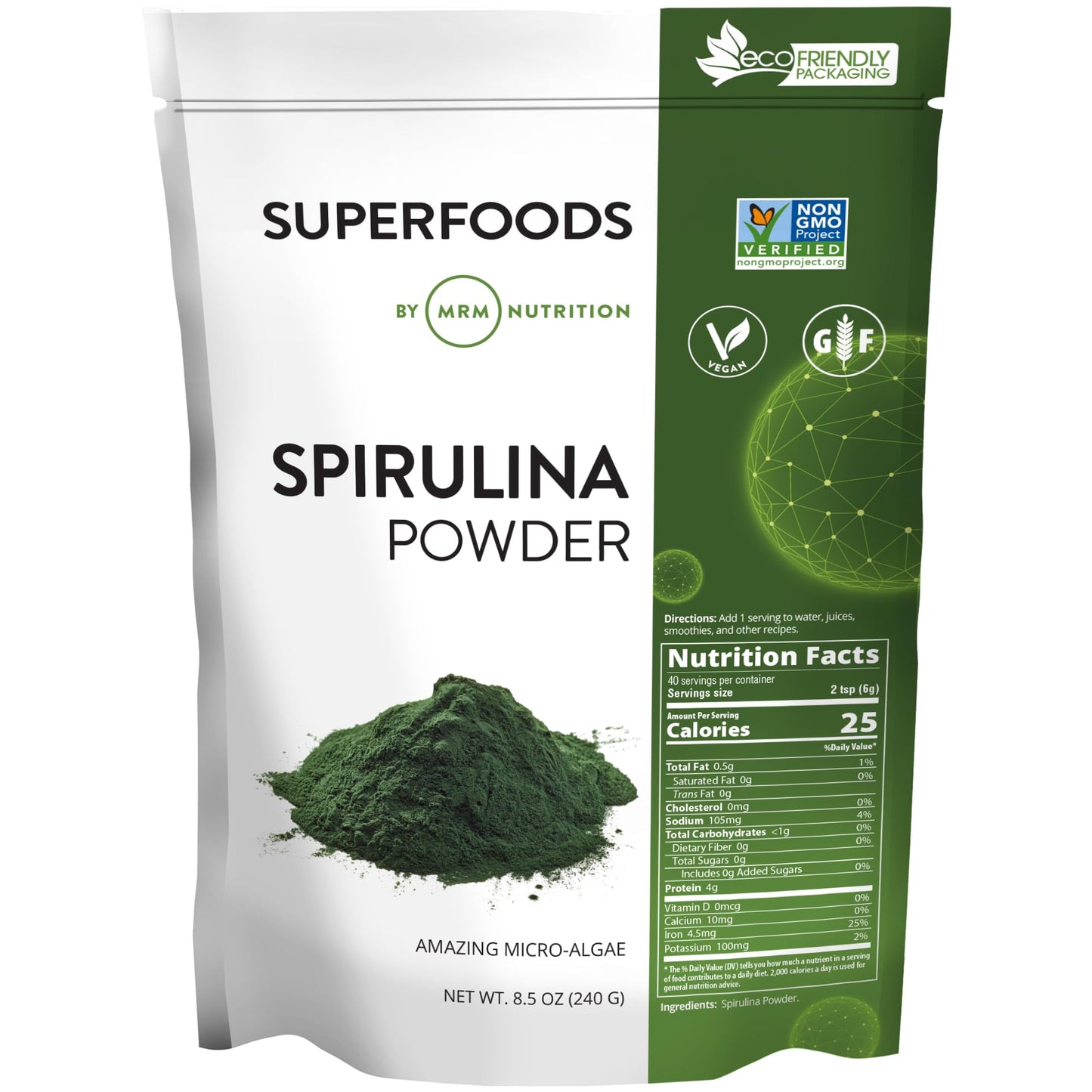 MRM Organic Spirulina Powder 8.5 Ounce