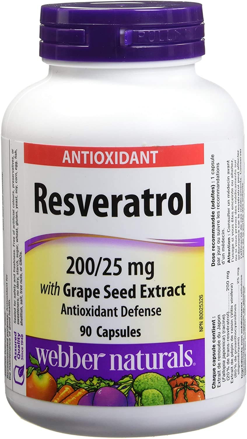 Webber Naturals Resveratrol with Grape Seed Extract, 200mg/25mg, 90 Capsules
