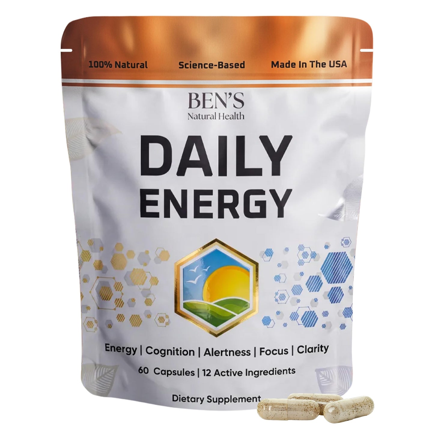 Ben's Natural Health Daily Energy with B-Vitamins & CoQ10, 60 Capsules