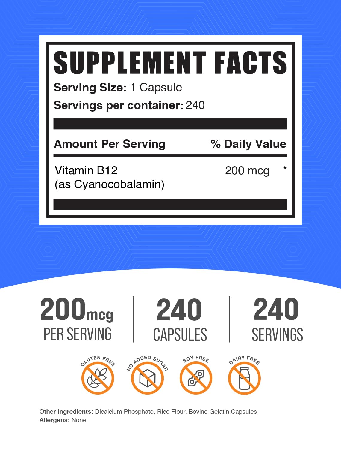 BulkSupplements Vitamin B12 Capsule 240 Capsules