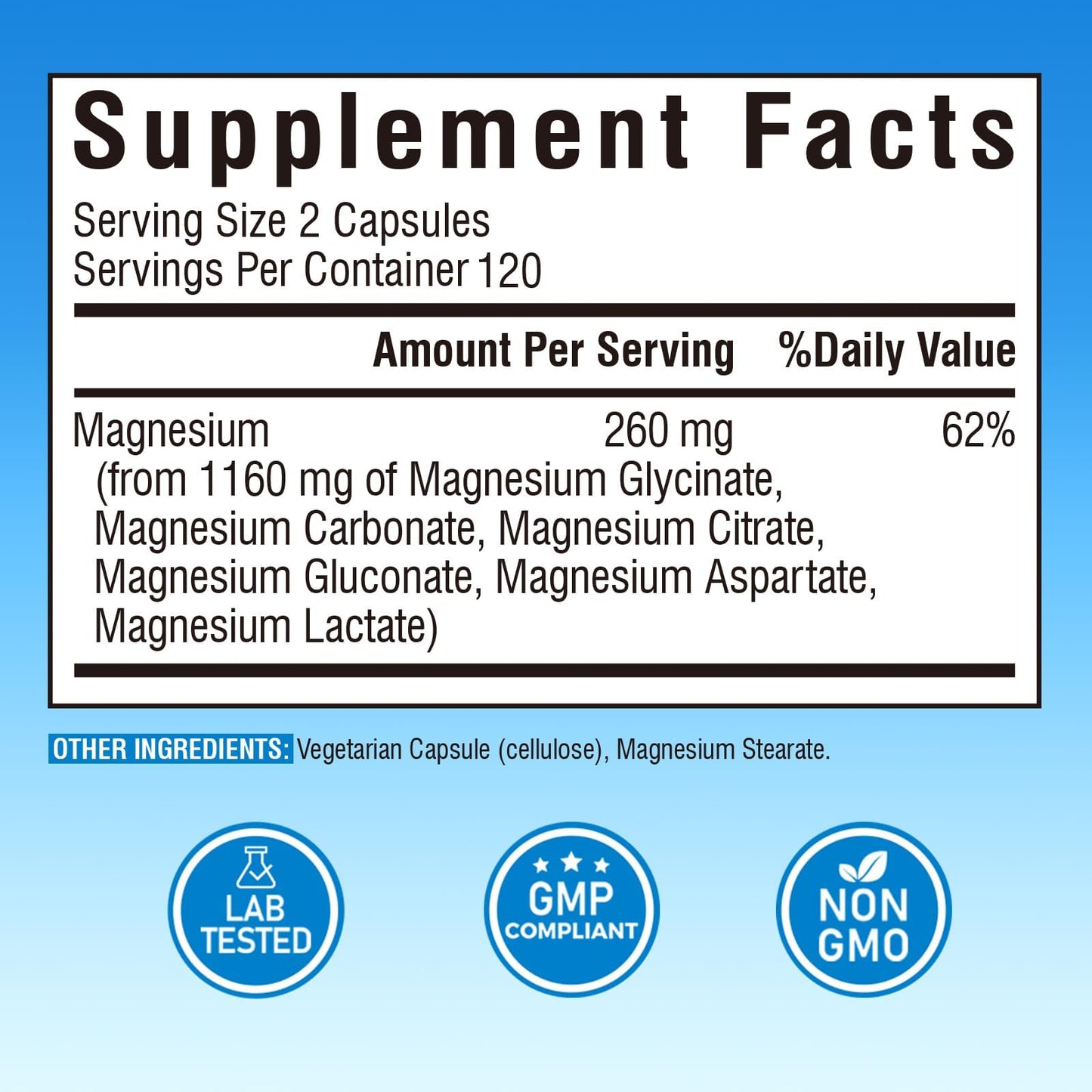 Vitalibre 6 in 1 Magnesium Complex Capsule 240 Count