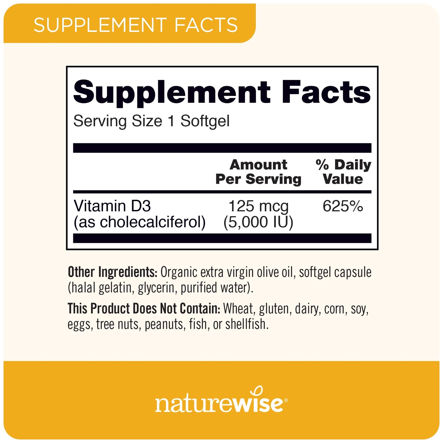 NatureWise Vitamin D3 5000IU (125mg) Capsules 360 Count + Vitamin C 1000mg Capsules 120 Count Bundle