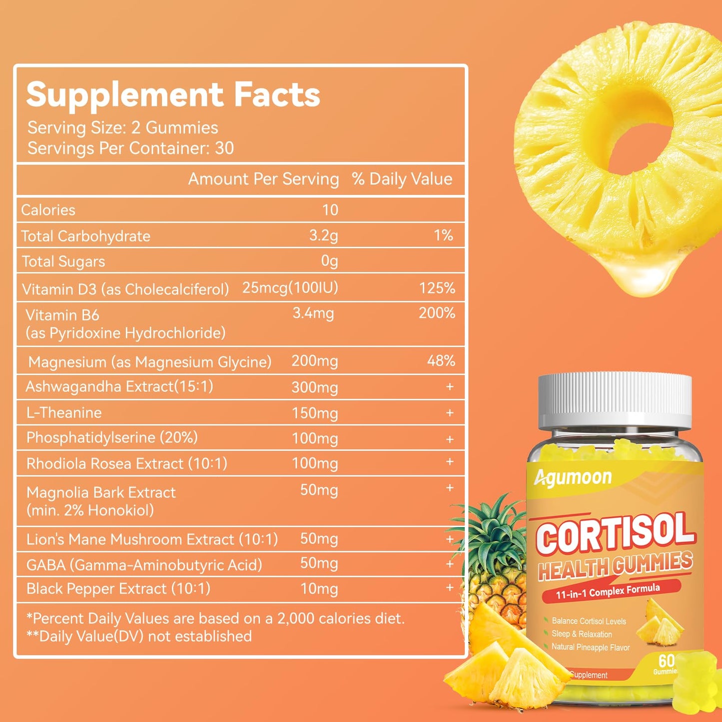 Agumoon Cortisol Gummies for Women, 120 Gummies
