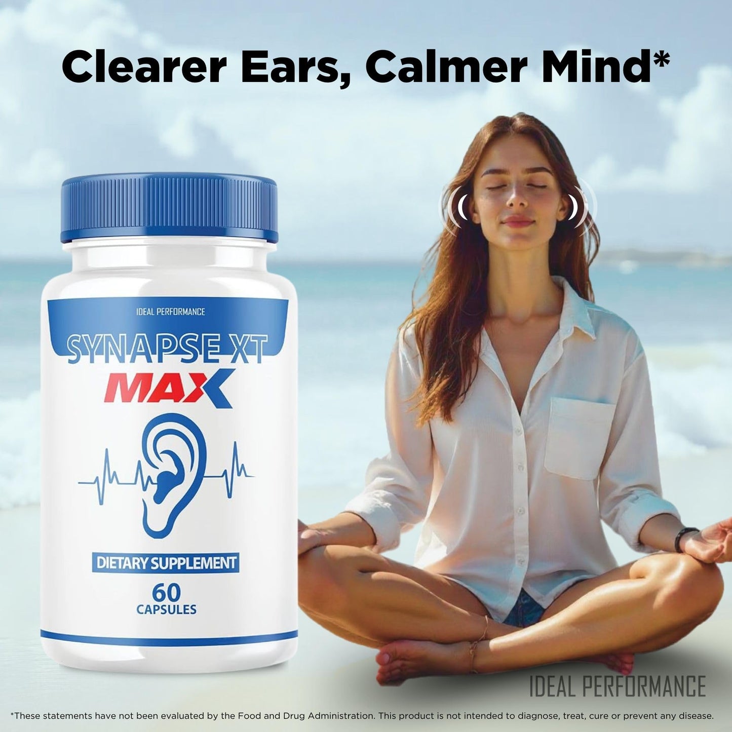 IDEAL PERFORMANCE Synapse XT Max Tinnitus Supplement Pro Premium Relief Pills, 300 Capsules