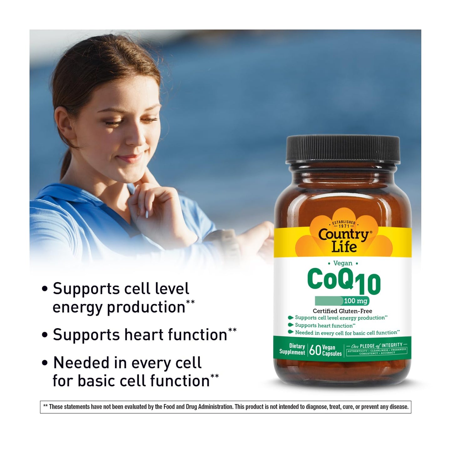Country Life Simply CoQ10 100mg Capsule, 60 Count