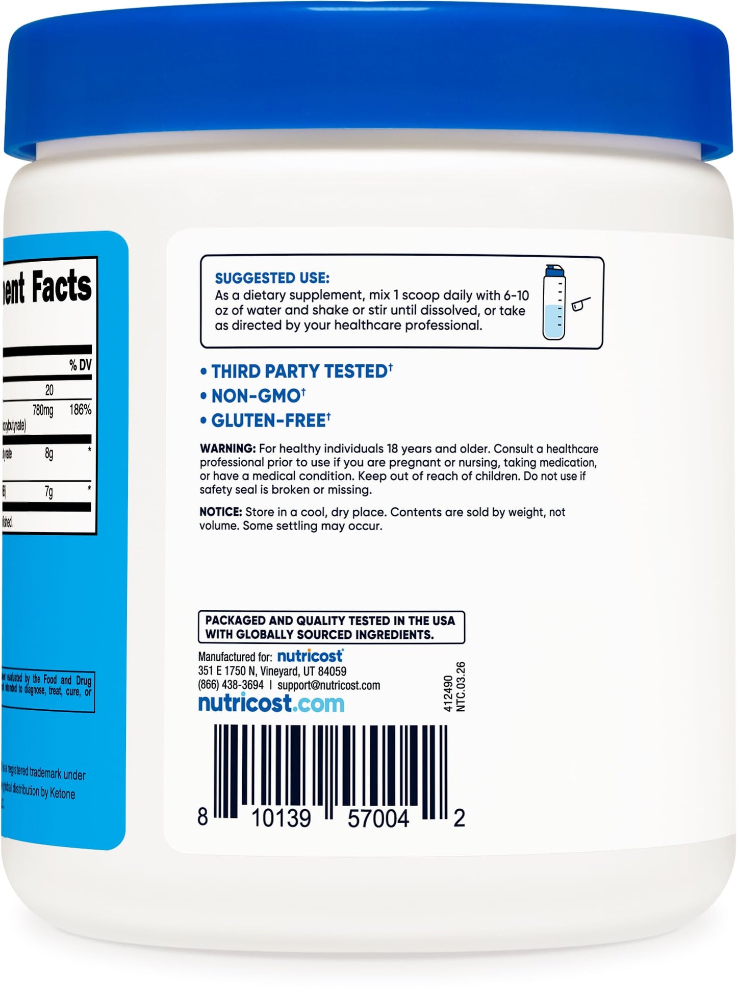 Nutricost Magnesium BHB Salts Powder 8.8 oz