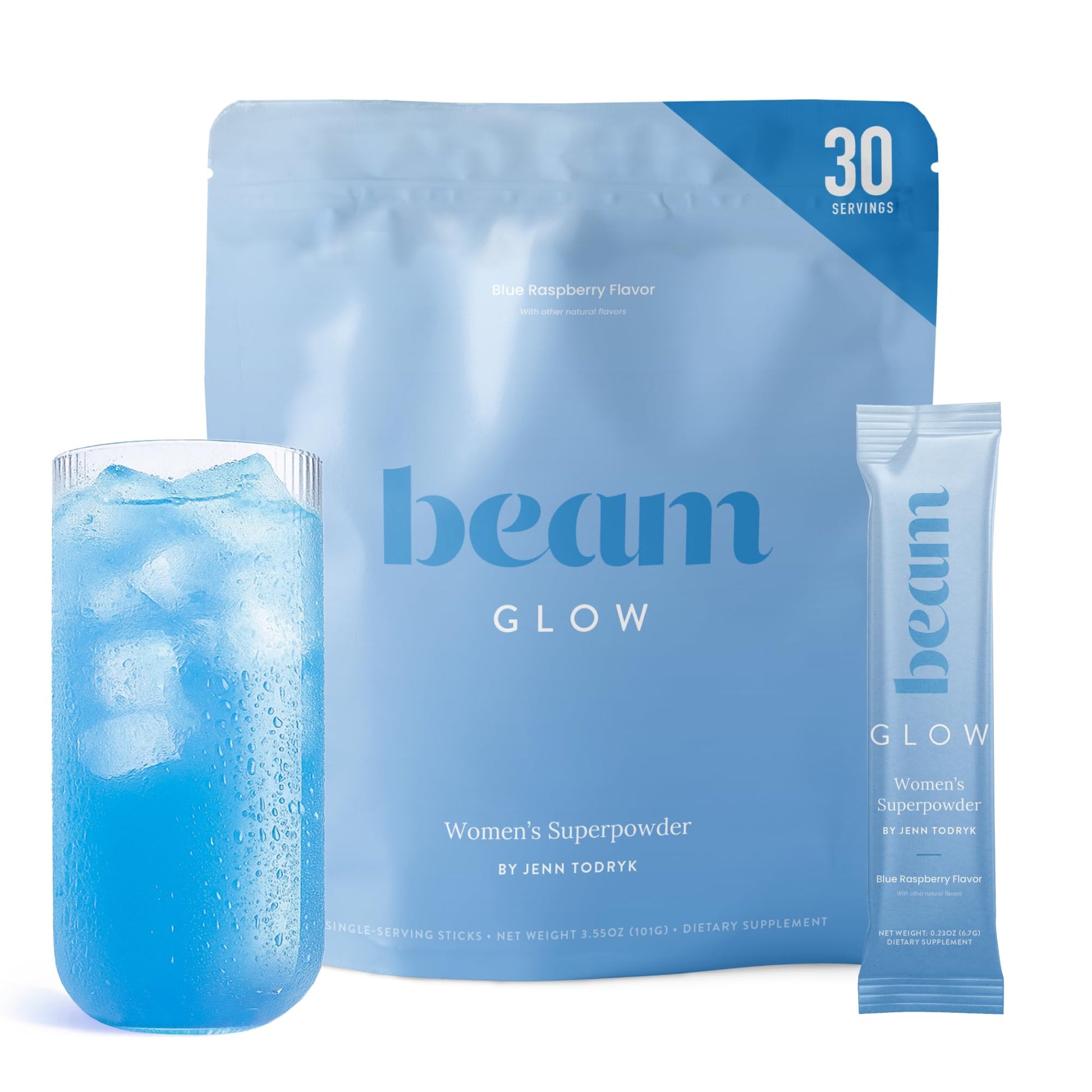 BEAM Glow Hormone Support & Cortisol Supplement for Women Blue Raspberry Powder 30 Servings