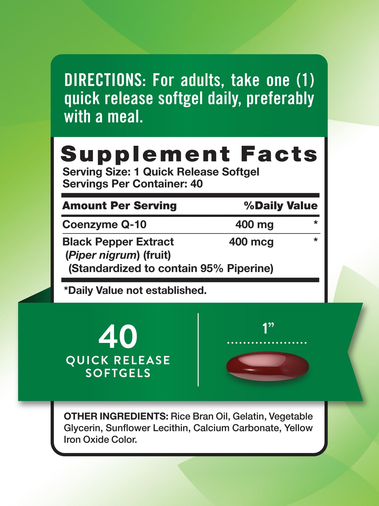 Nature's Truth CoQ10 400mg Softgels, 40 Count
