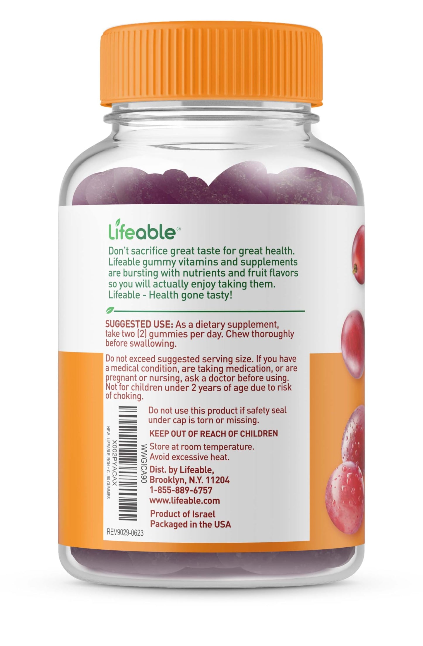 Lifeable Iron with Vitamin C + Glucose Gummies, 180 Count